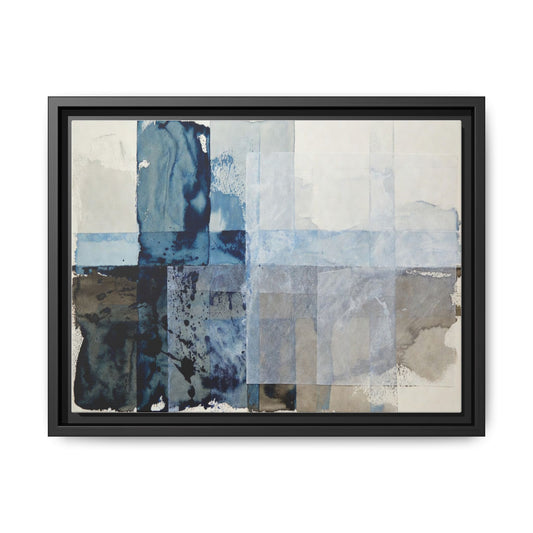 Abstract Coastal Blue Framed Canvas Art