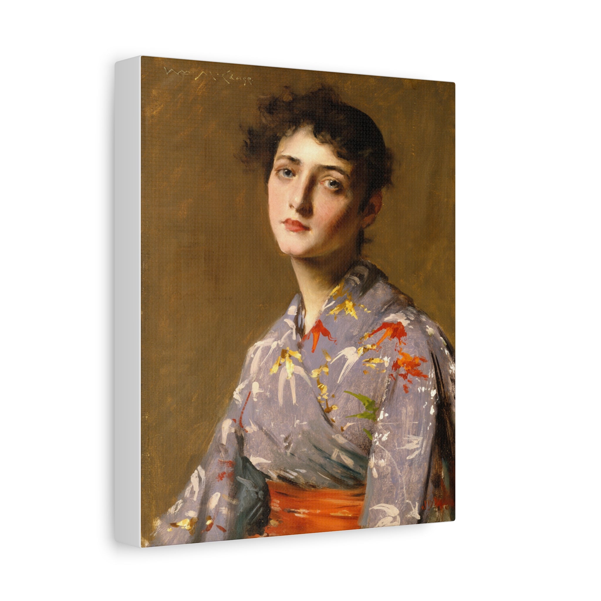 Girl in a Japanese Costume by William Merritt Chase Matte Stretched Canvas Wall Art Print (1.25")