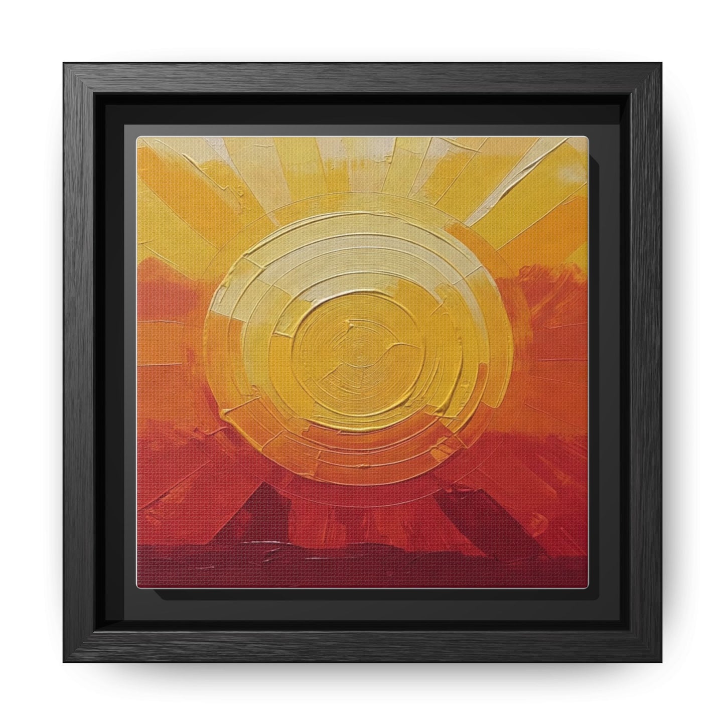 Sunburst Abstract Framed Canvas Art — Matte Multi‑Color Wall Print