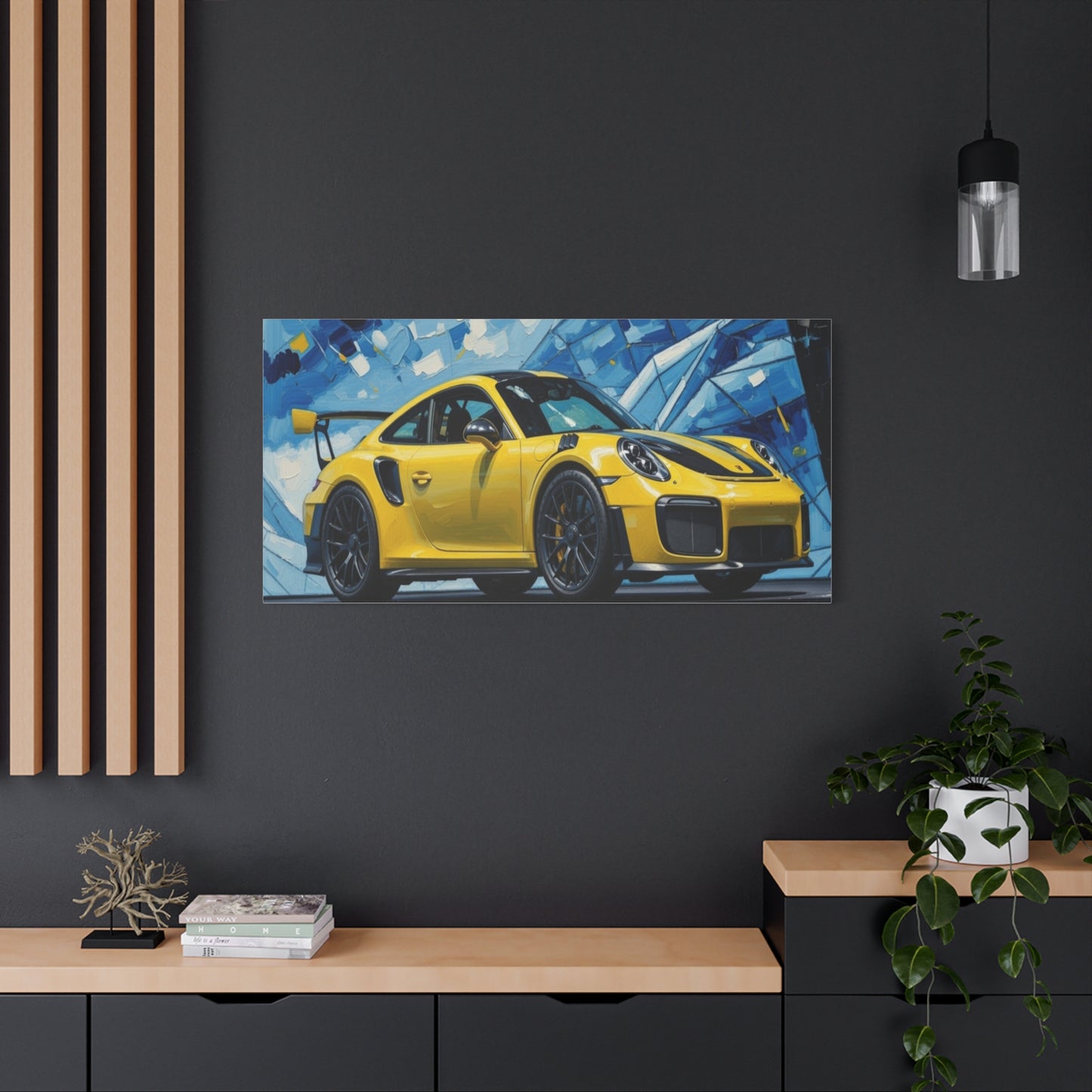 Yellow Porsche Sports Car Canvas Print — Modern Automotive Wall Art