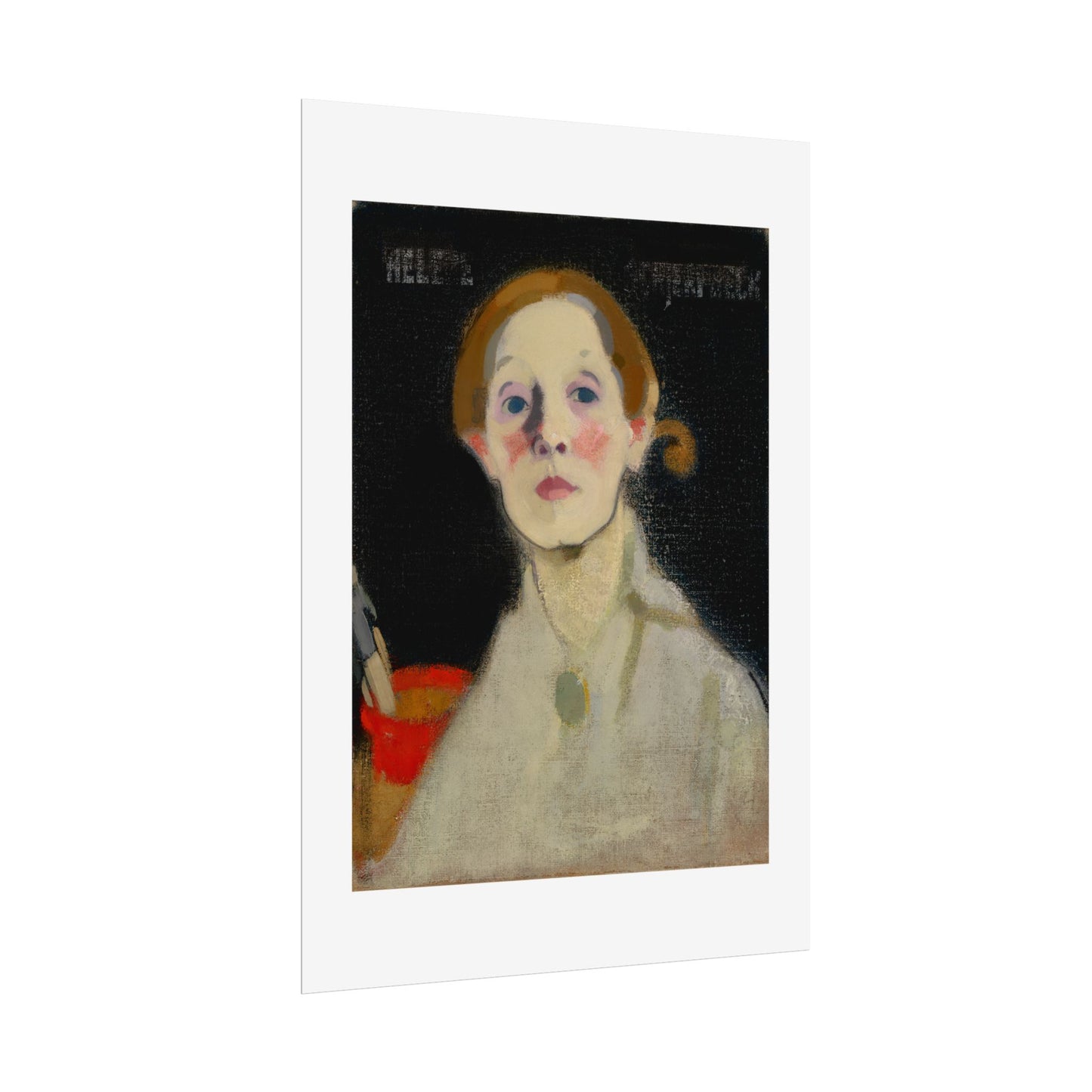 Self-Portrait Black Background by Helene Schjerfbeck Wall Art Print