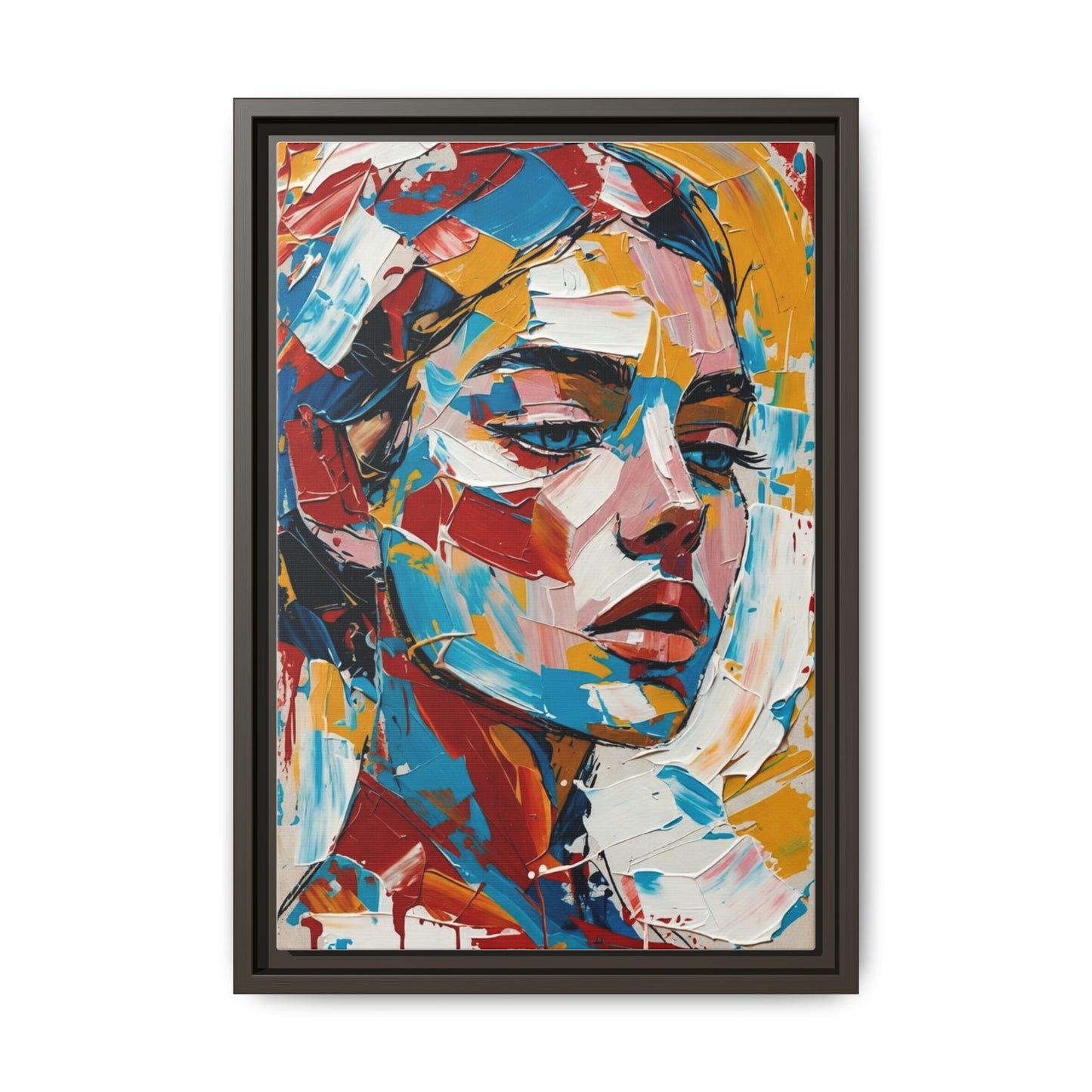 Colorful Abstract Portrait Framed Canvas Print