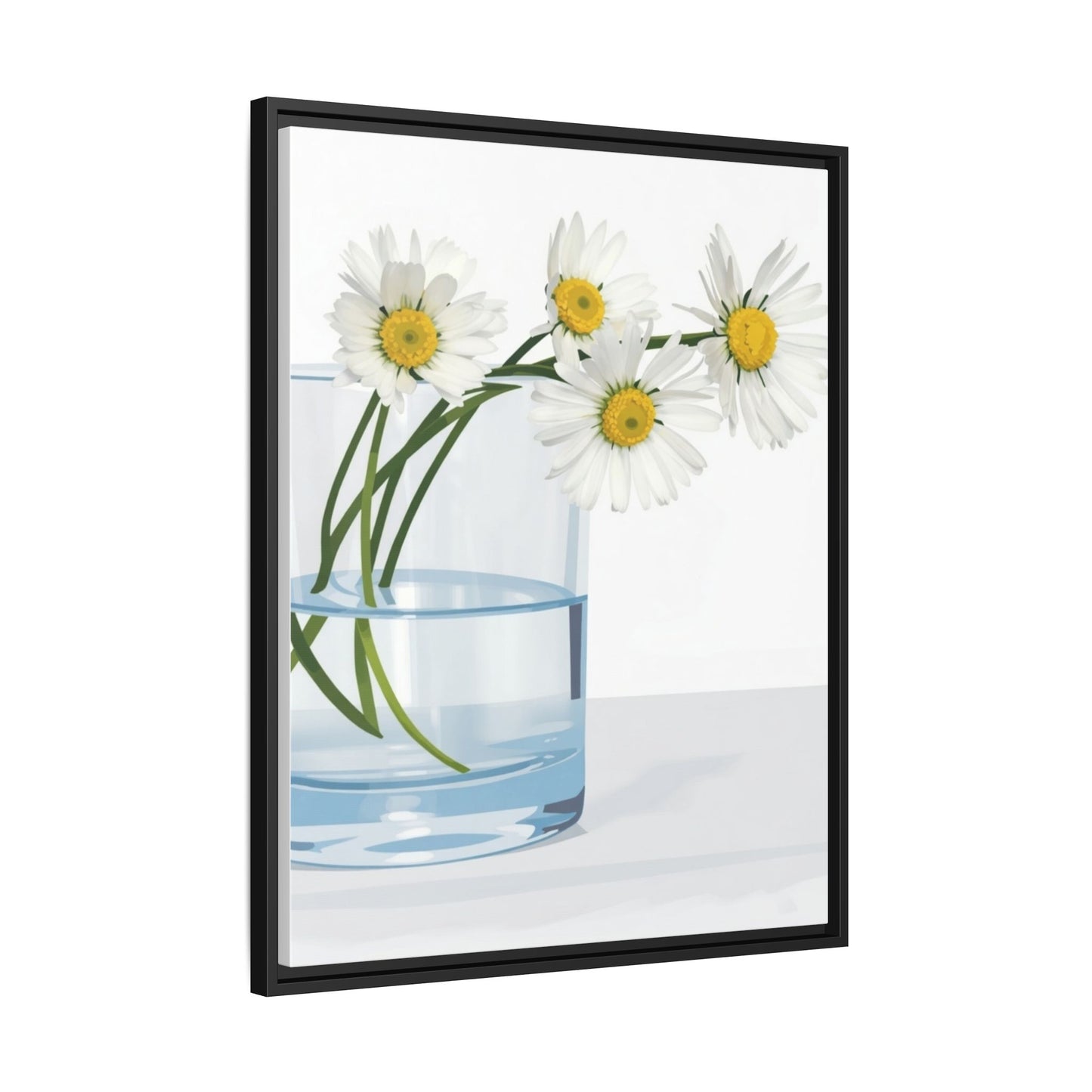 Framed Daisy Canvas Print — Minimal Botanical Wall Art