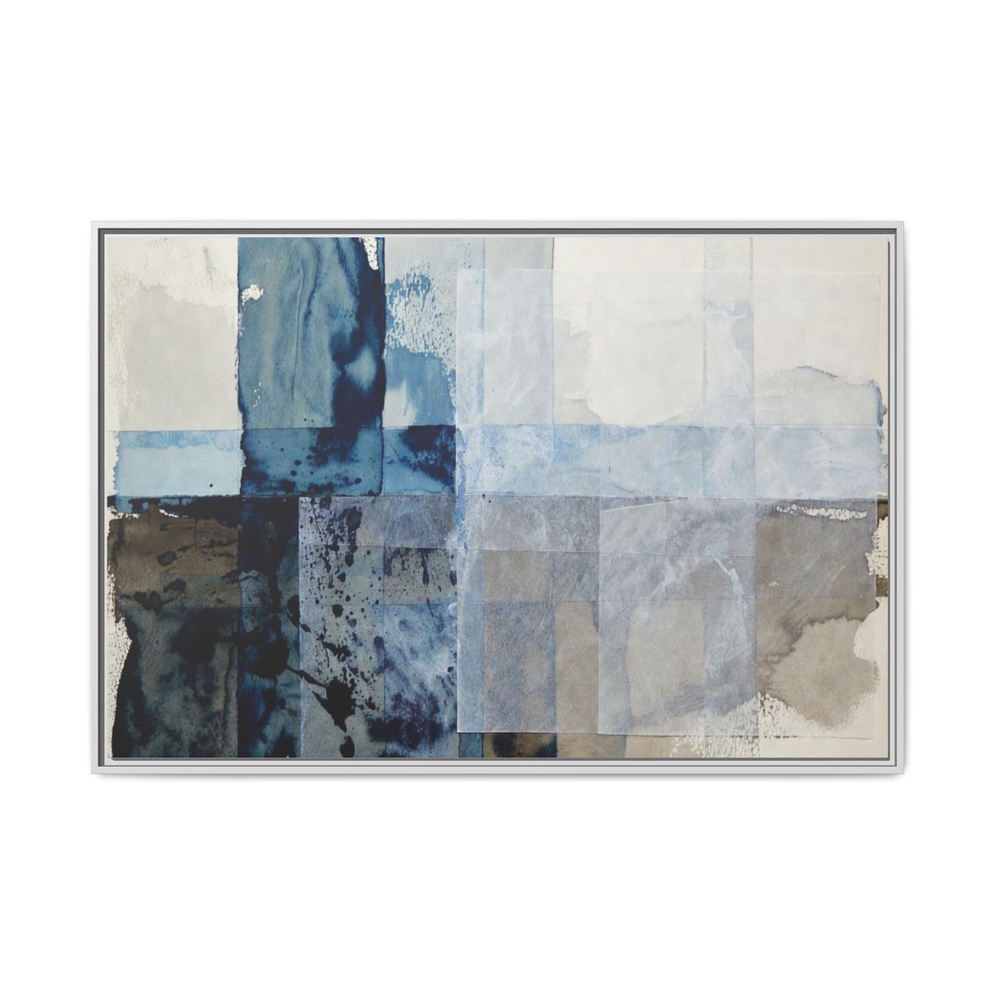 Abstract Coastal Blue Framed Canvas Art
