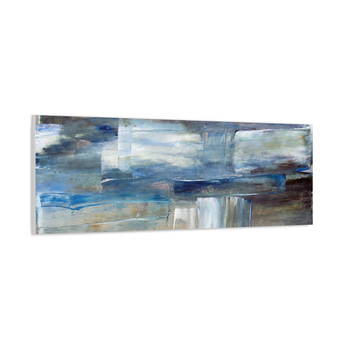 Abstract Blue Waterfall Matte Canvas Wall Art, Stretched 1.25"
