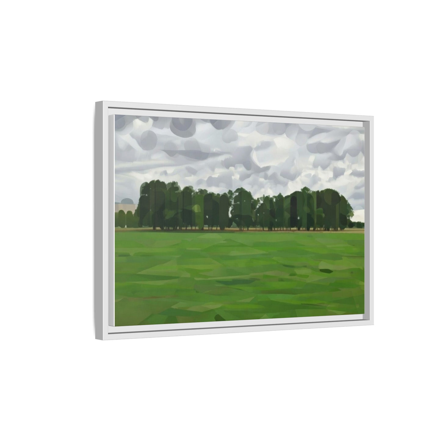 Framed Matte Canvas Print — Minimalist Green Landscape Art