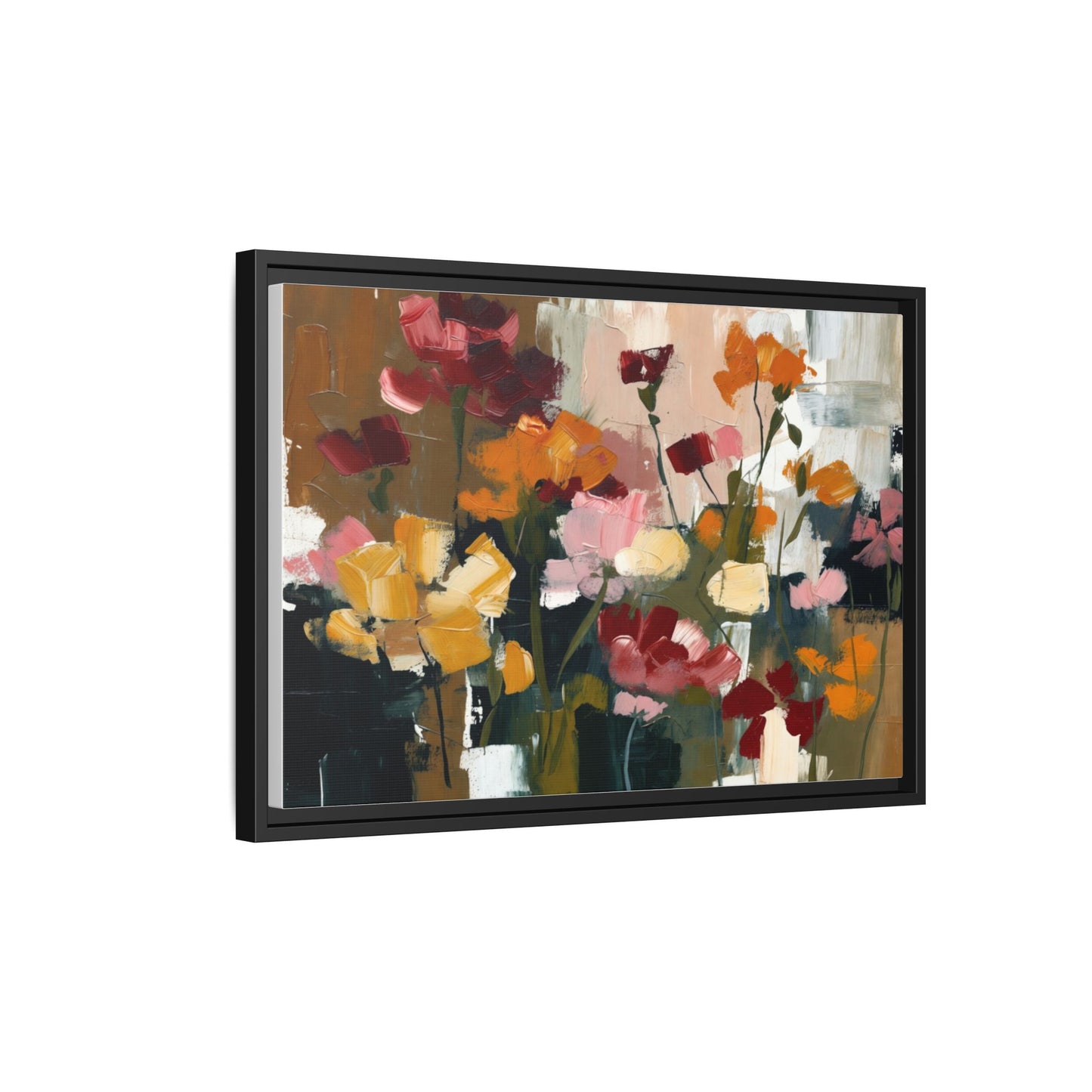 Framed Matte Canvas Floral Abstract Wall Art