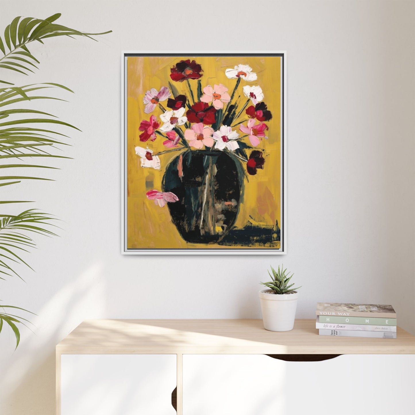 Framed Matte Canvas Floral Still Life Wall Art