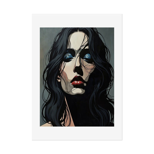 Rolled Poster — Moody Portrait Art Print (Dark Femme, Blue Eyeshadow)