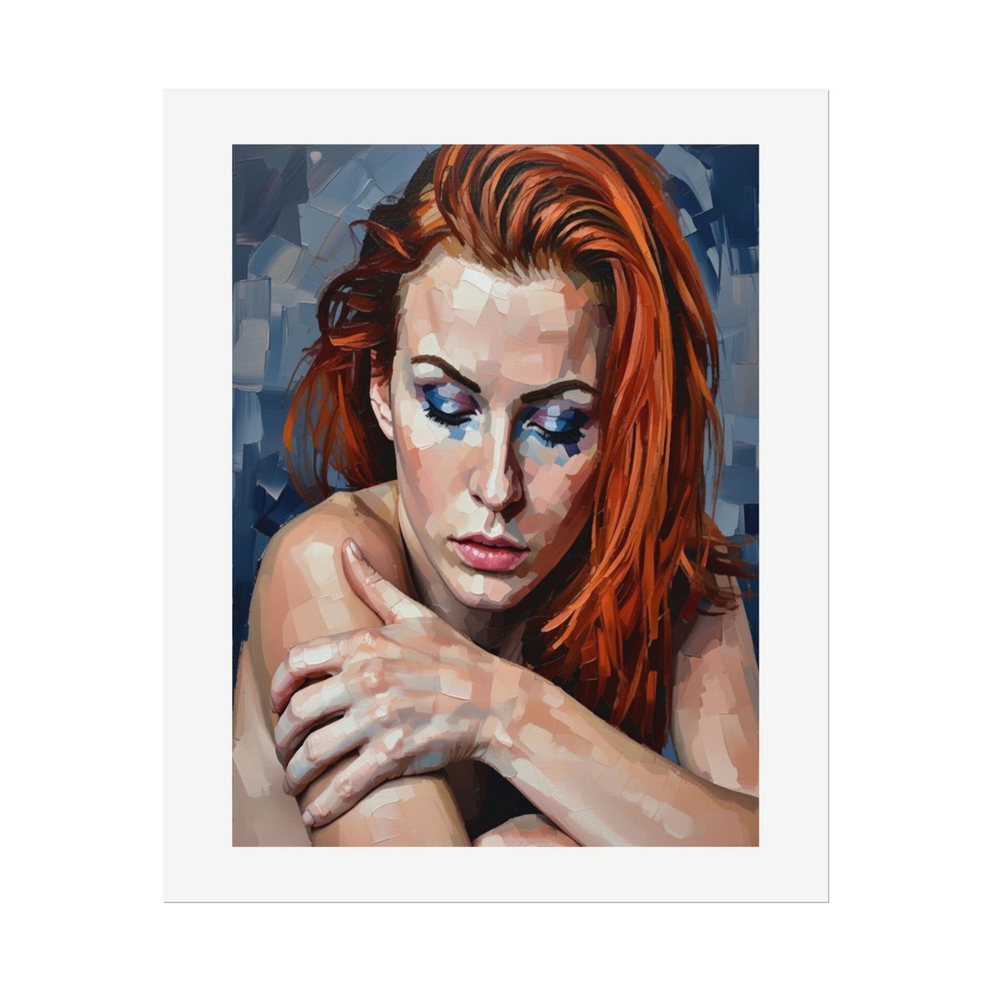 Redheaded Portrait Rolled Poster — Expressive Female Art Print