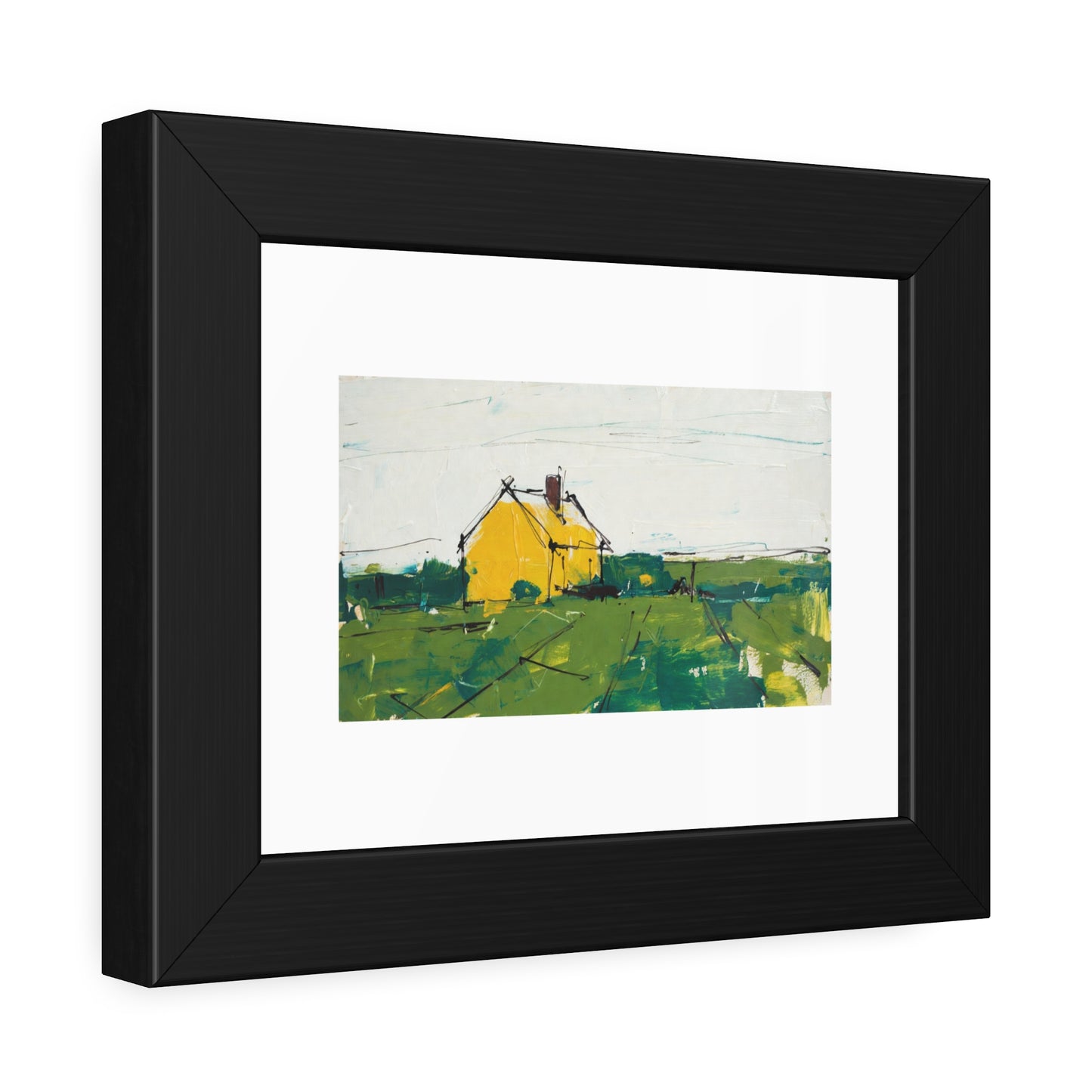 Framed Poster — Yellow Country House Landscape Art Print