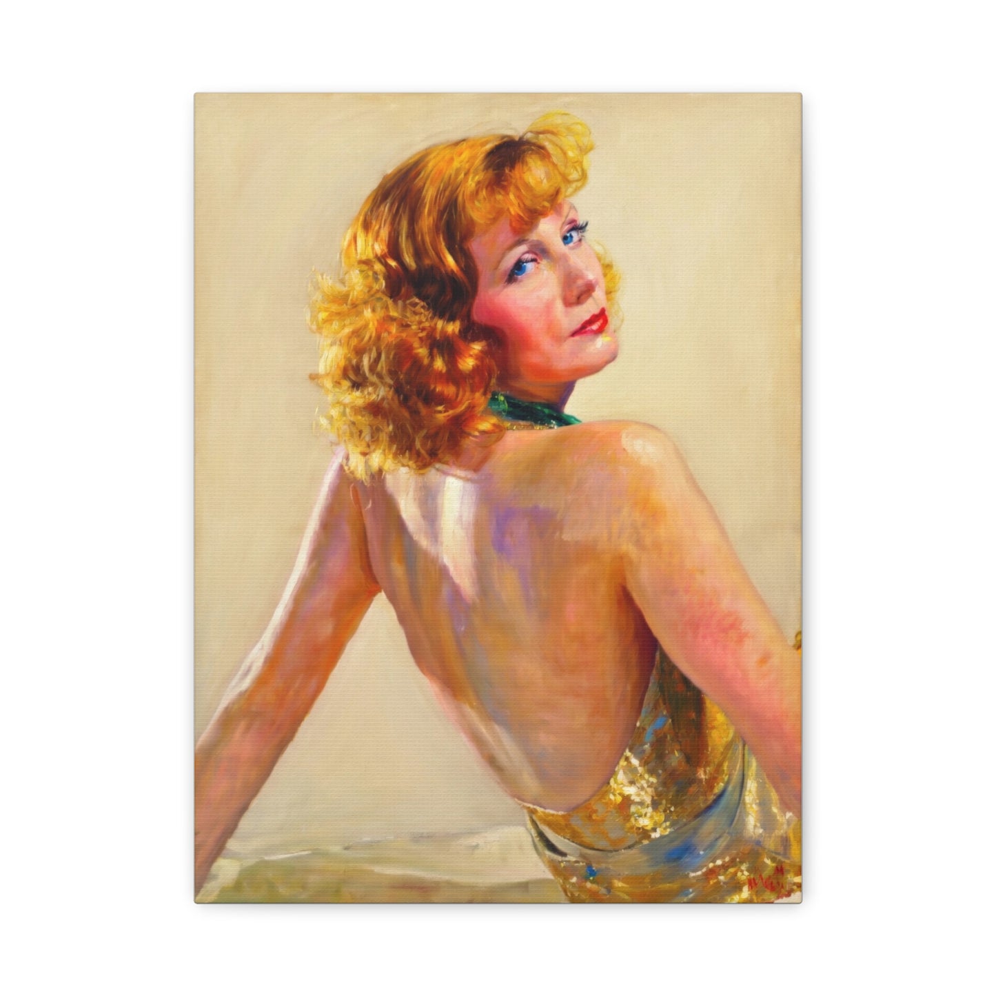 Vintage Greta Garbo Glam Portrait Canvas