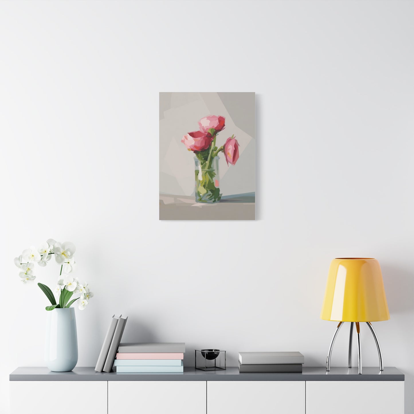 Pink Floral Vase Canvas Print — Stretched Matte Wall Art