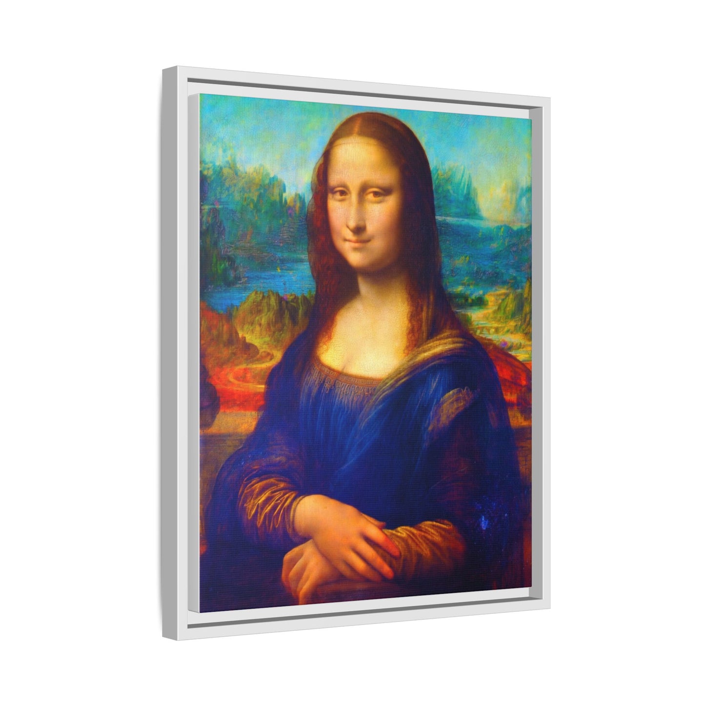 Framed Matte Canvas Print — Colorful Mona Lisa Wall Art
