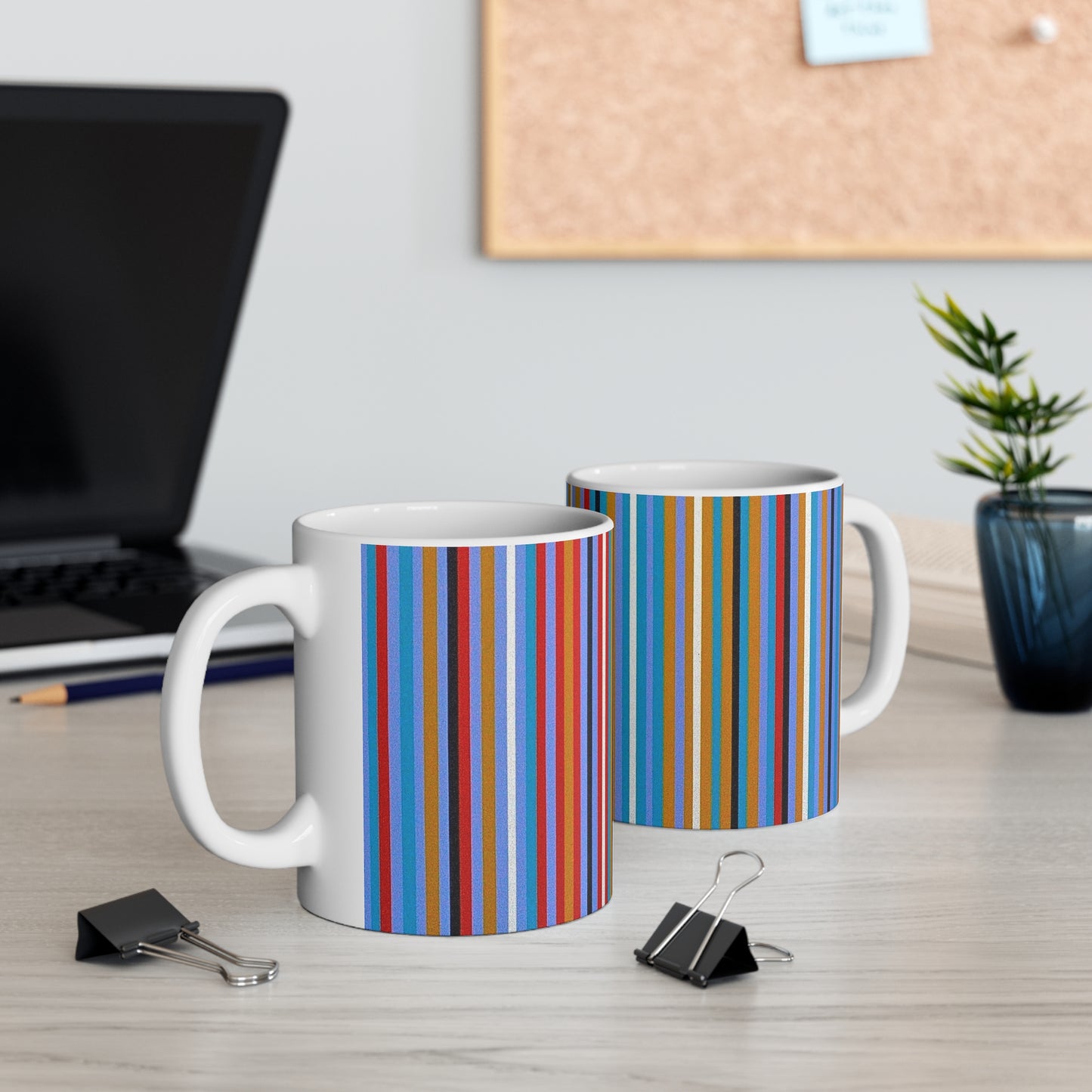 Colorful Vertical Stripe Coffee Mug – Bright Multicolor Pattern
