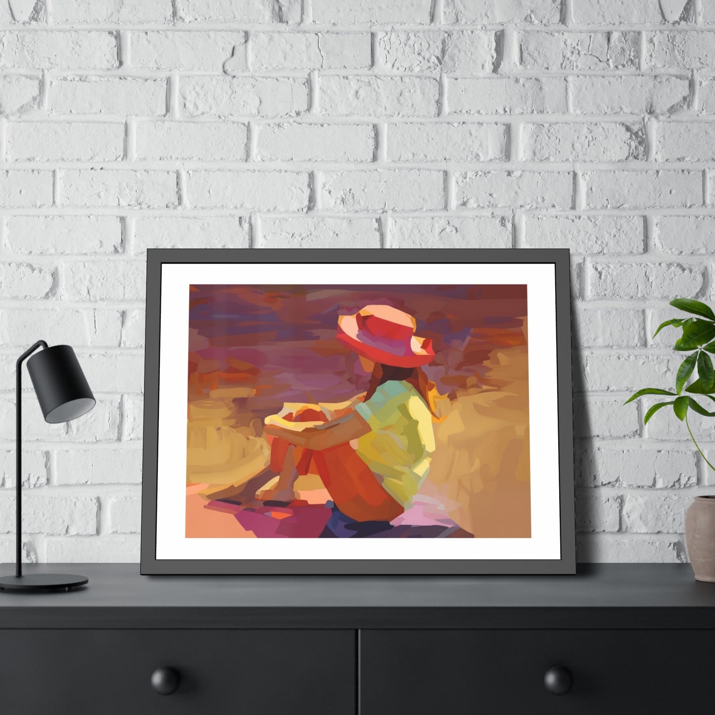 Framed Poster — Vibrant Coastal Girl Illustration, Summer Beach Wall Art
