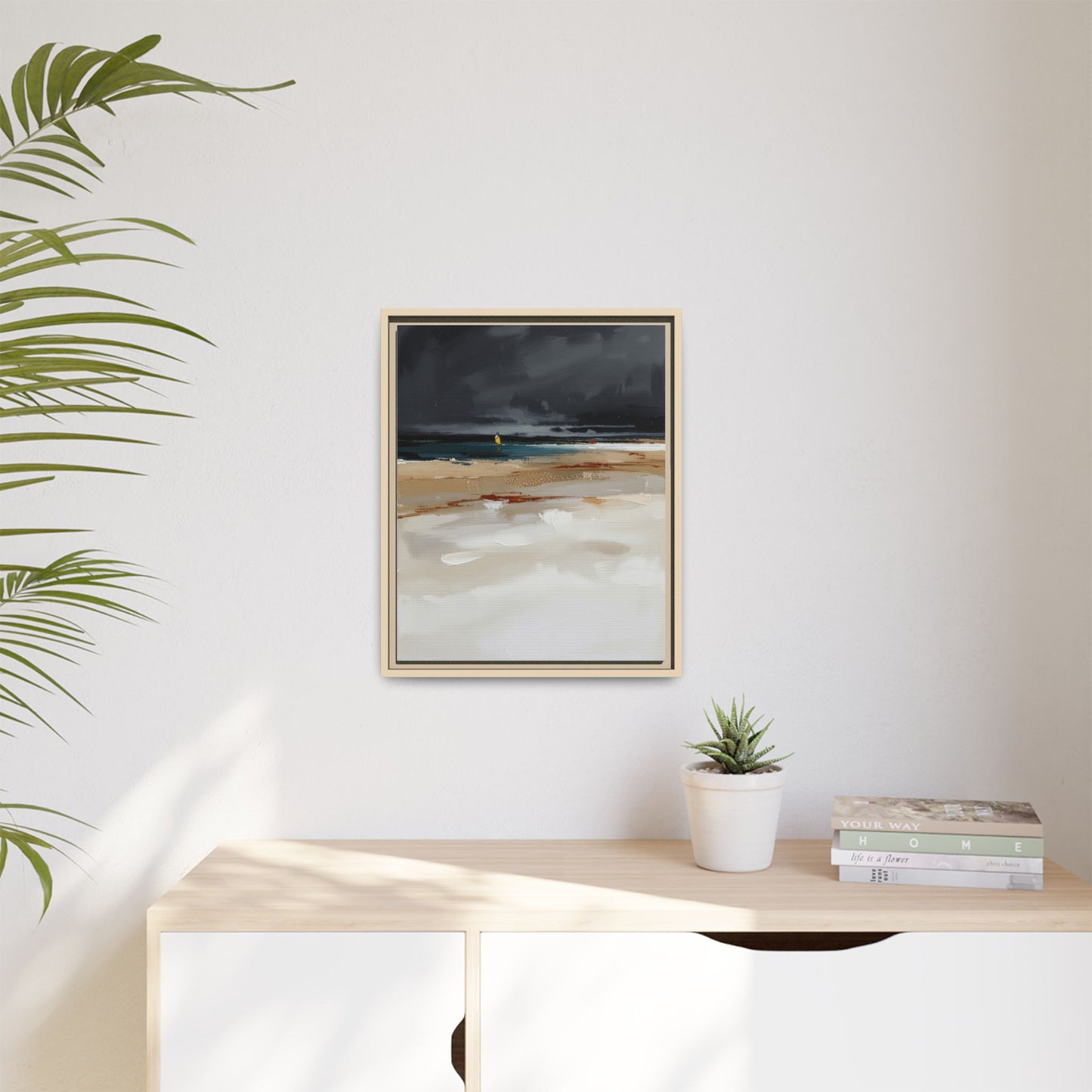 Framed Matte Canvas Beachscape Art Print — Coastal Abstract Wall Decor