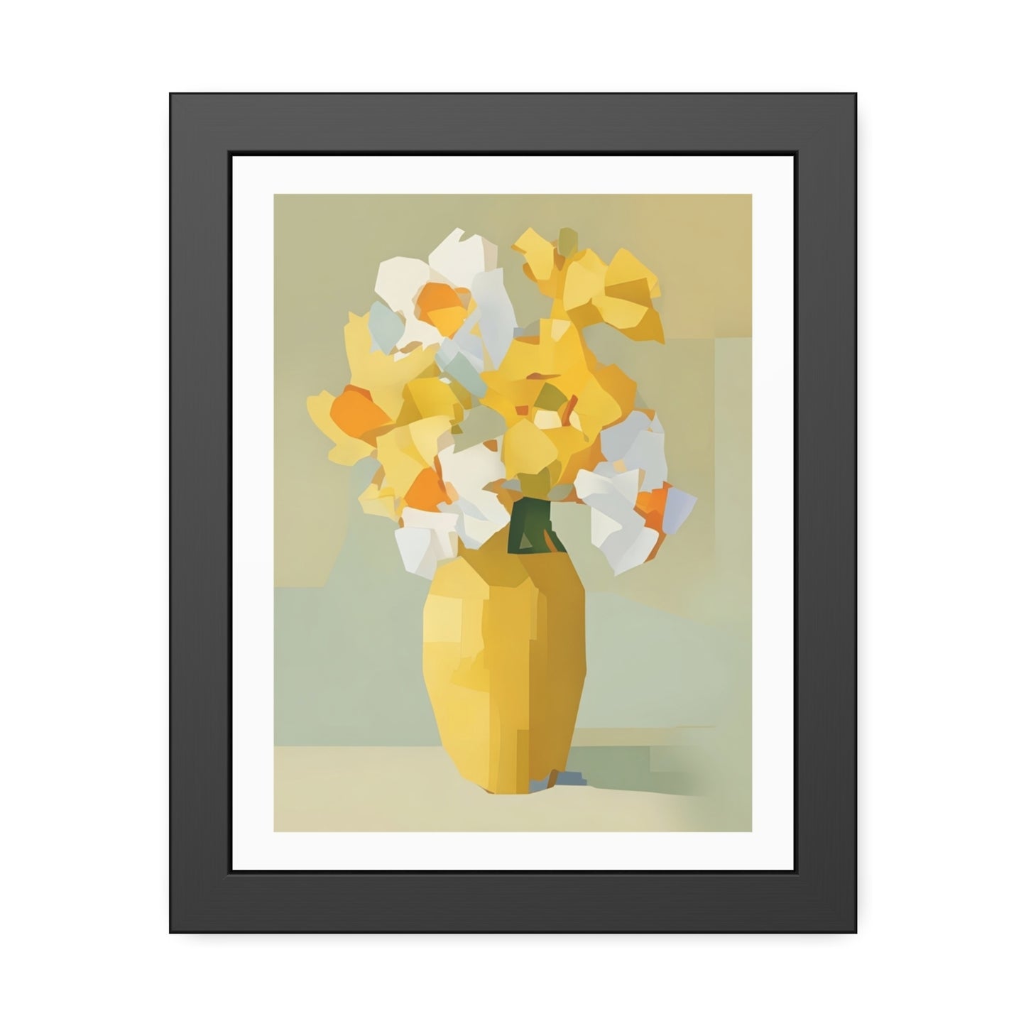 Framed Poster — Yellow Floral Vase Wall Art (Modern Abstract Bouquet)