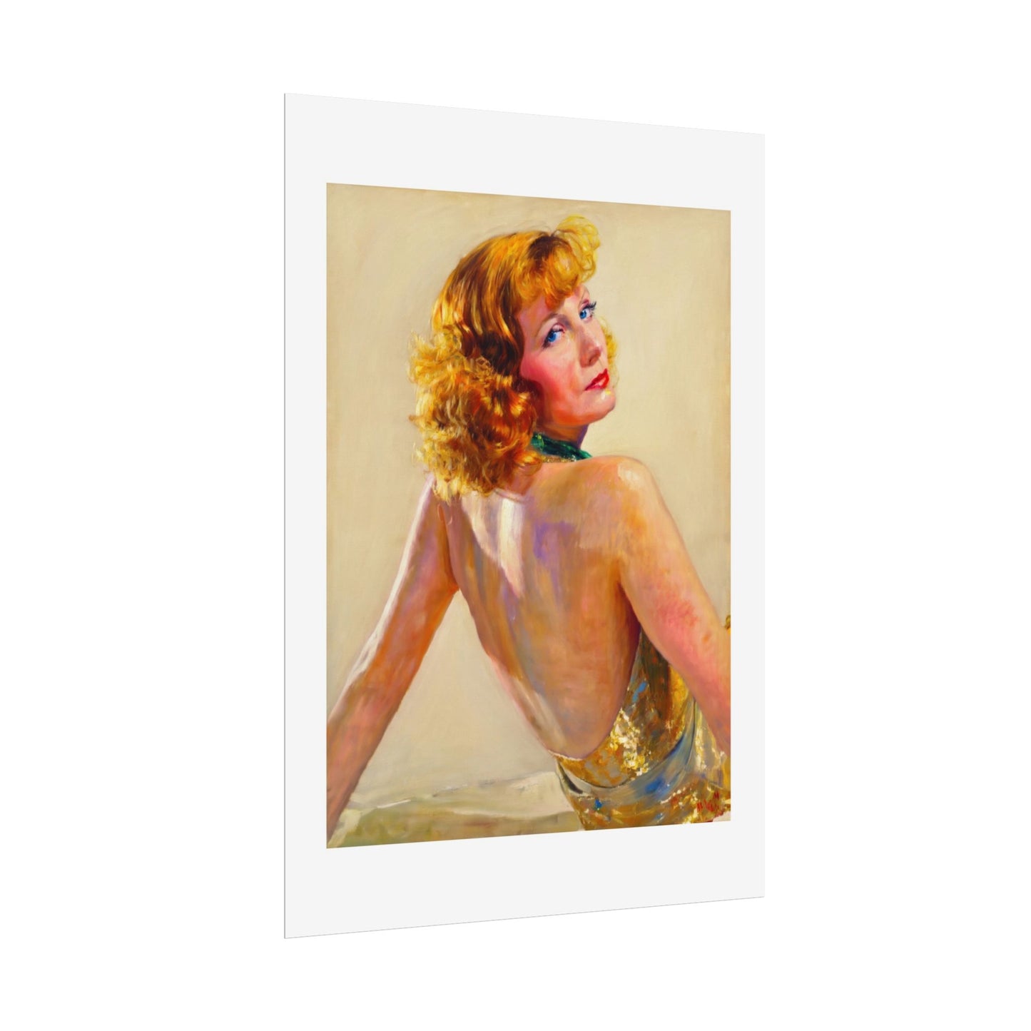 Vintage Pin-Up Art Poster - Glamorous Back-View Portrait Rolled Art Print