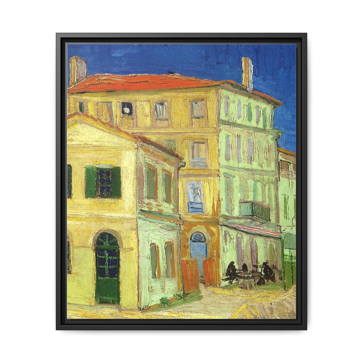 Mediterranean Street Scene Matte Canvas Framed Wall Art