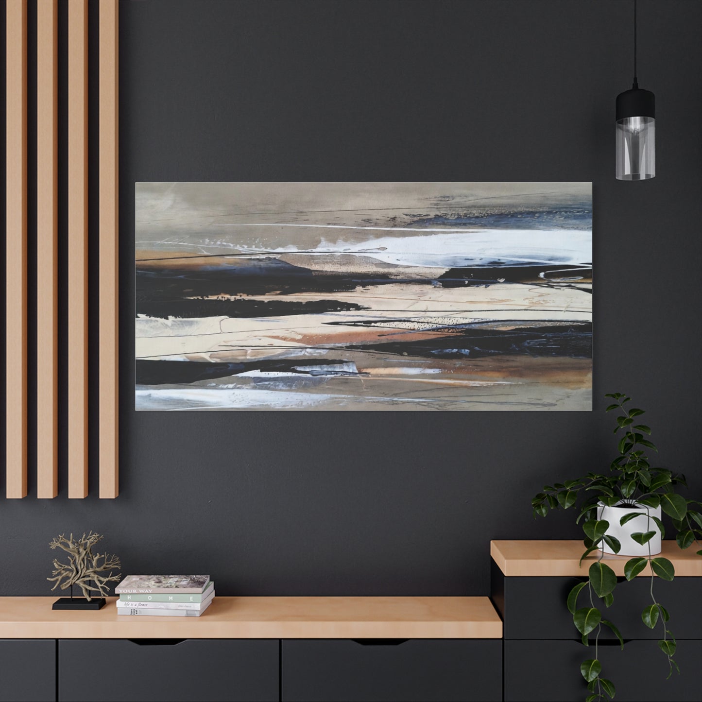Abstract Coastal Landscape Canvas — Neutral Tones Matte Stretched Wall Art