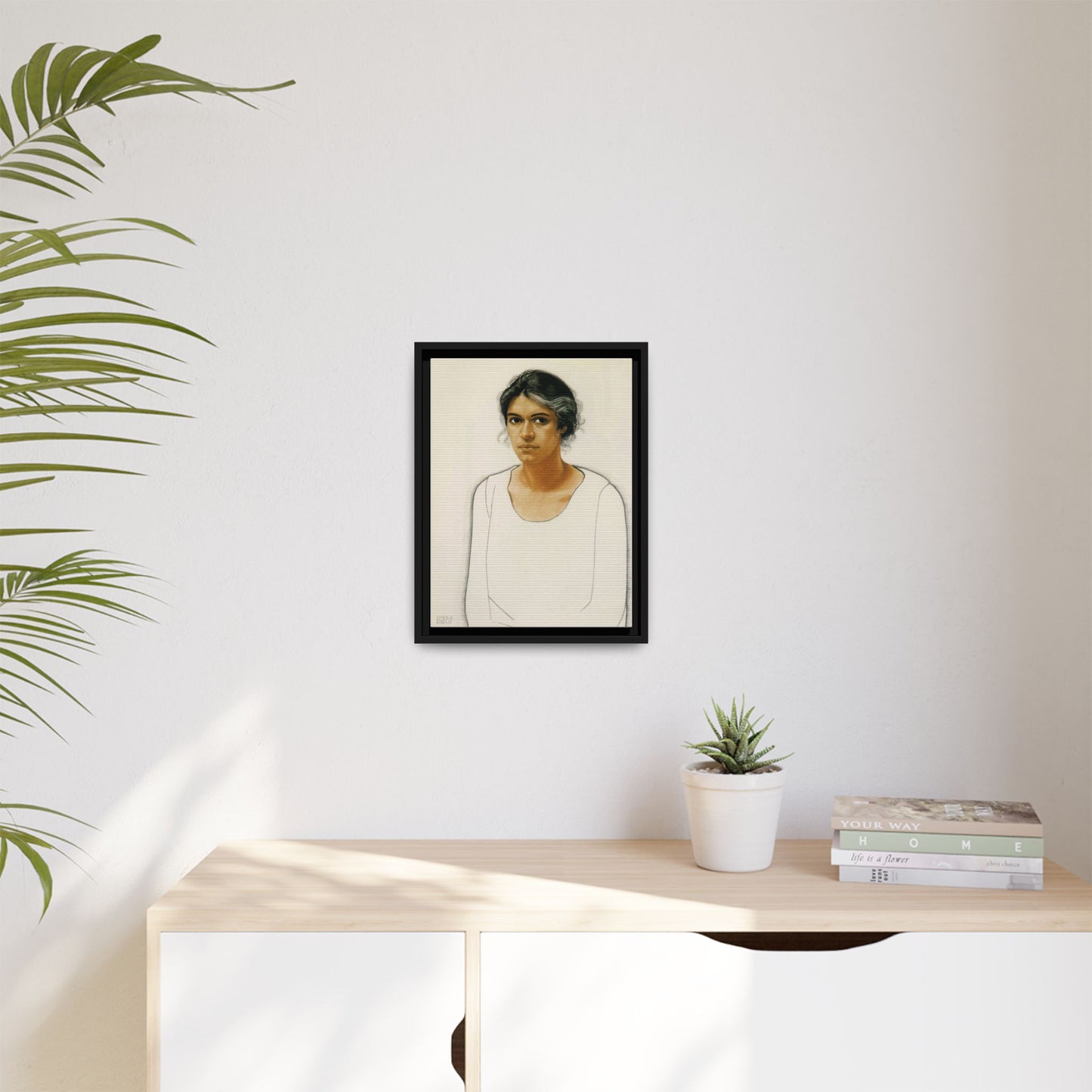 Portrait of a Woman by Winold Reiss Framed Matte Canvas Portrait Print