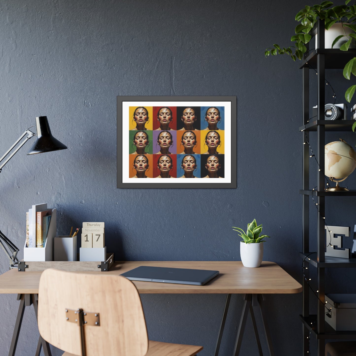 Framed Poster – Color Pop Portrait Grid Wall Art