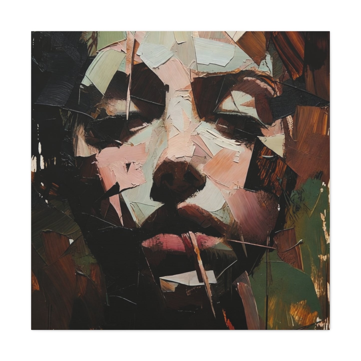 Abstract Portrait Matte Stretched Canvas (1.25") — Contemporary Textured Face Art