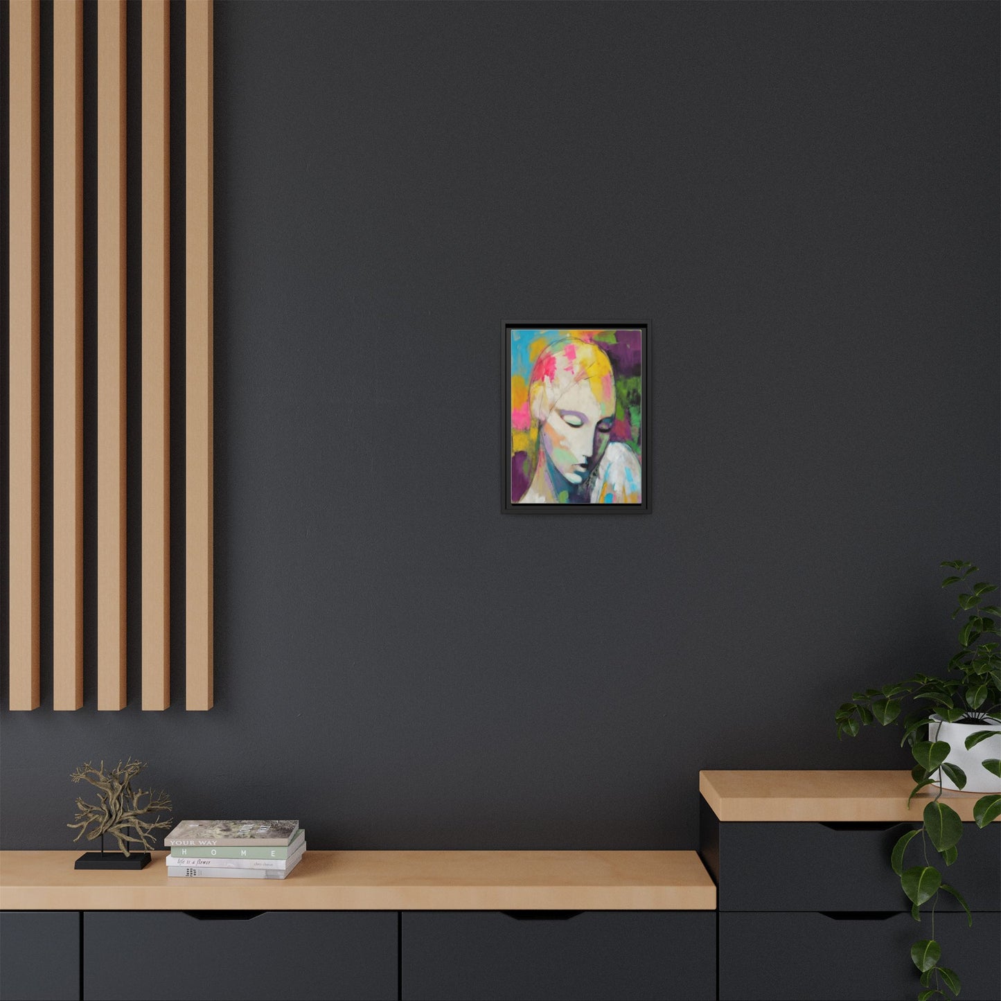 Framed Matte Canvas Art - Colorful Abstract Portrait