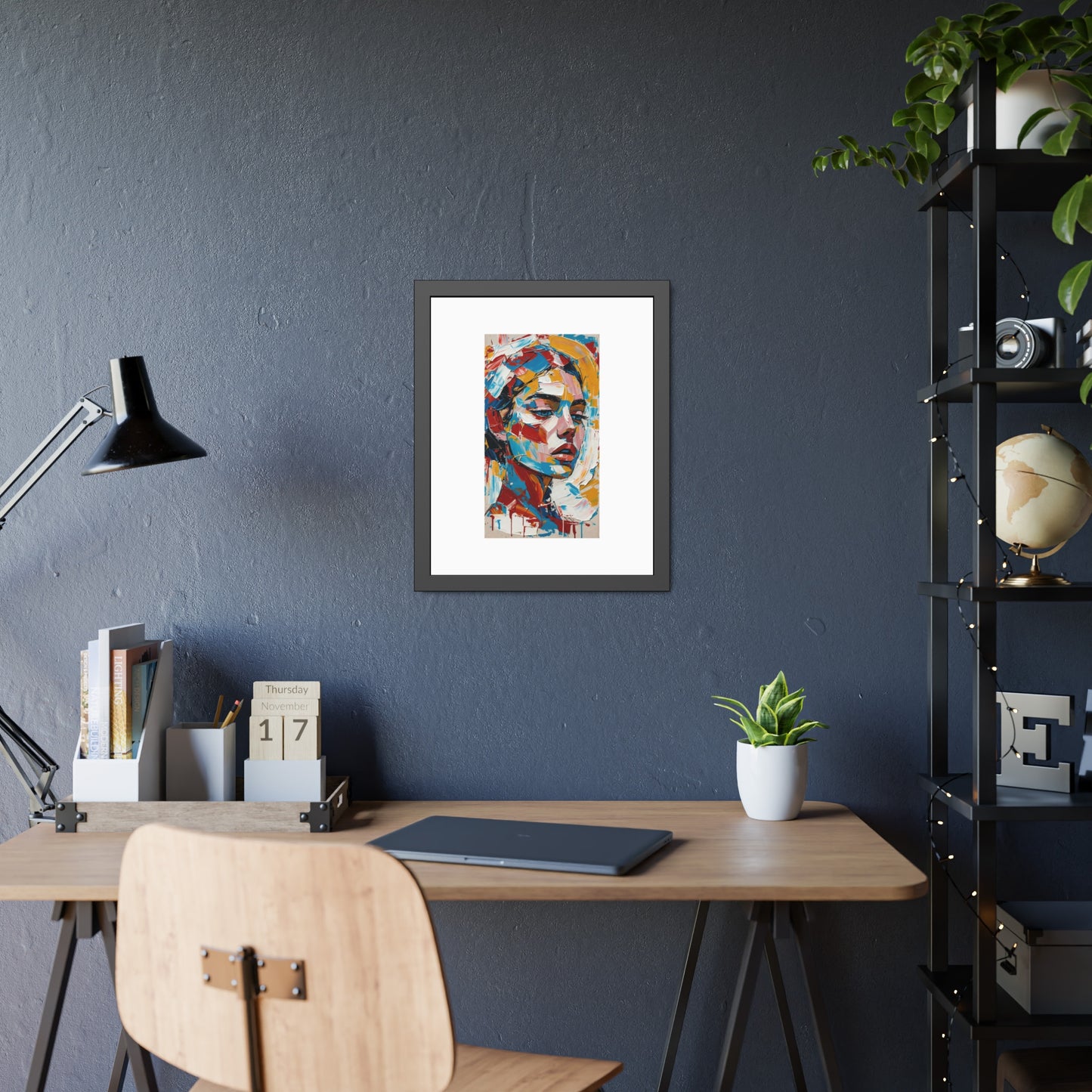 Abstract Colorful Portrait Framed Paper Poster – Modern Art Print for Home & Office