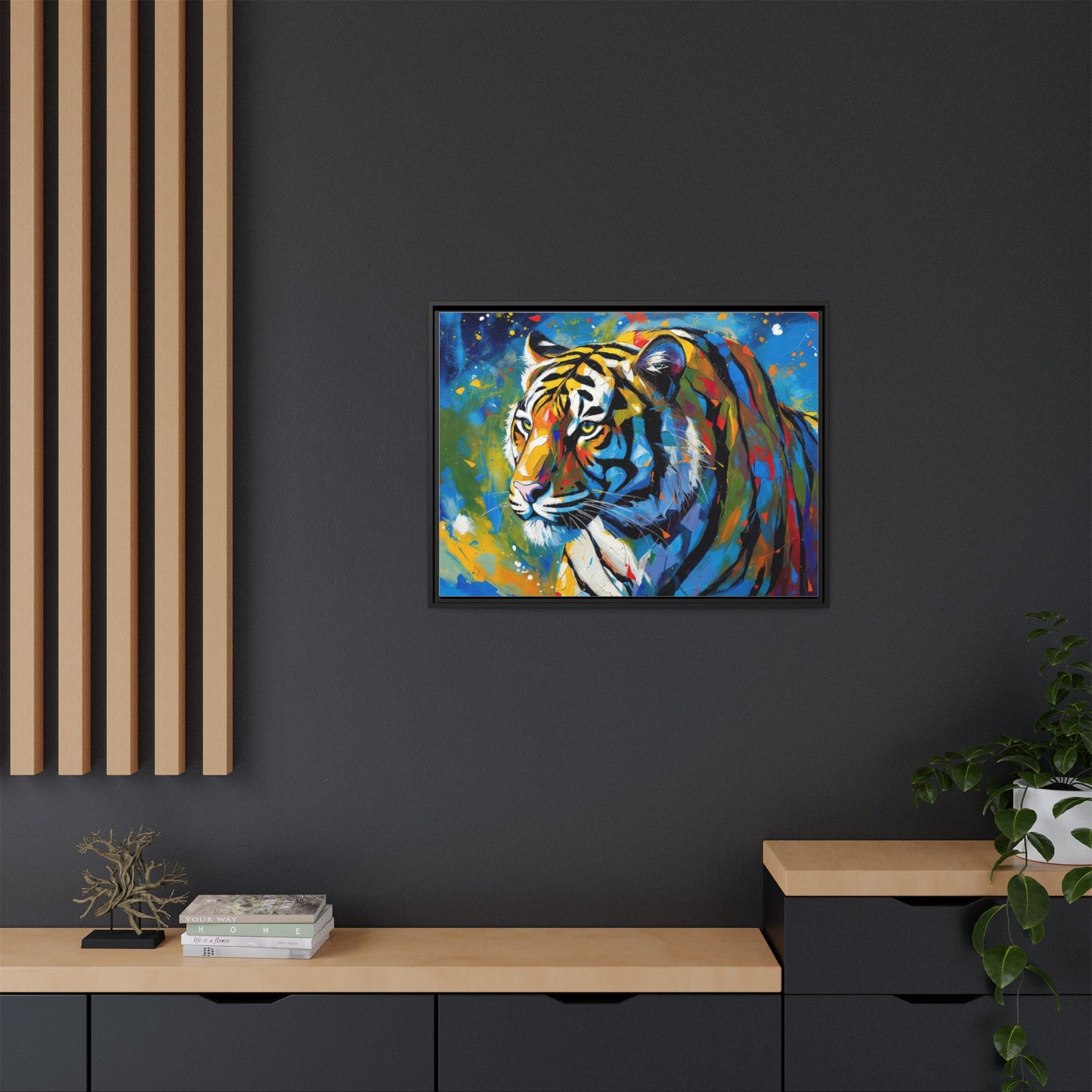 Colorful Tiger Matte Canvas Framed Art — Vibrant Wildlife Wall Decor
