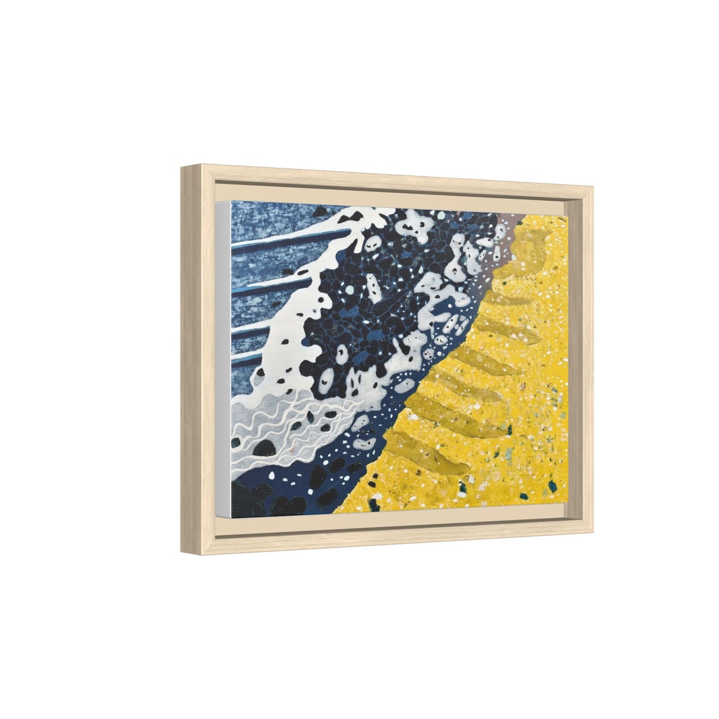 Framed Abstract Ocean & Sand Matte Canvas Print