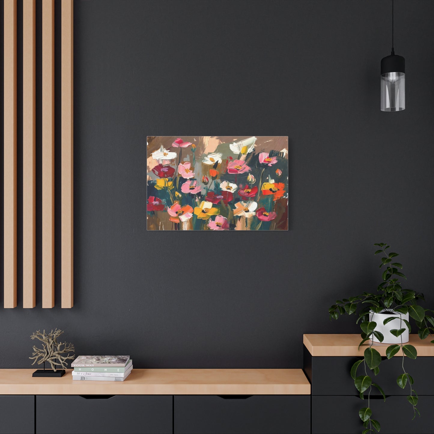 Abstract Floral Canvas Wall Art — Colorful Poppies Matte Stretched Print