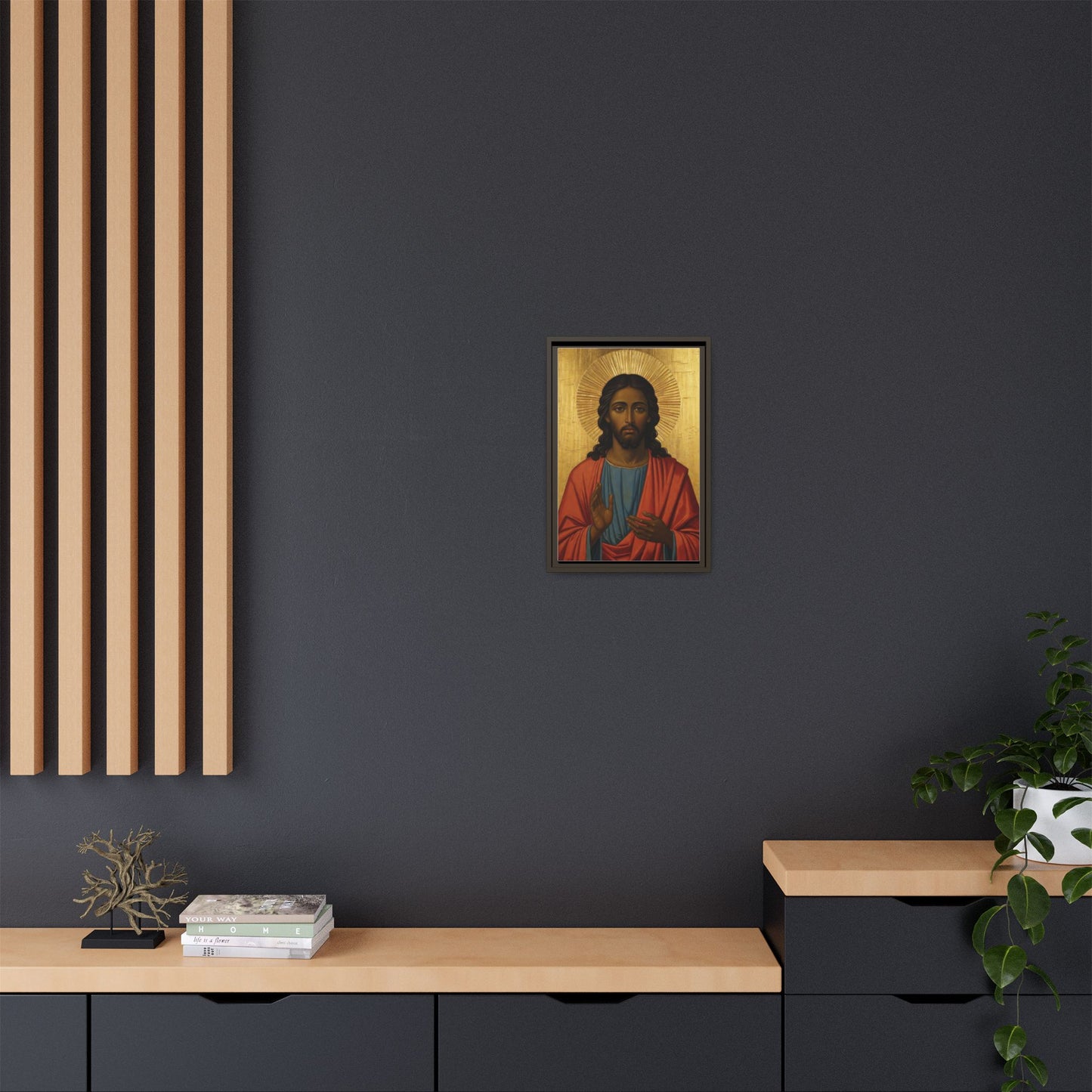 Framed Orthodox Christ Icon Matte Canvas — Religious Wall Art for Home, Church, or Prayer Corner