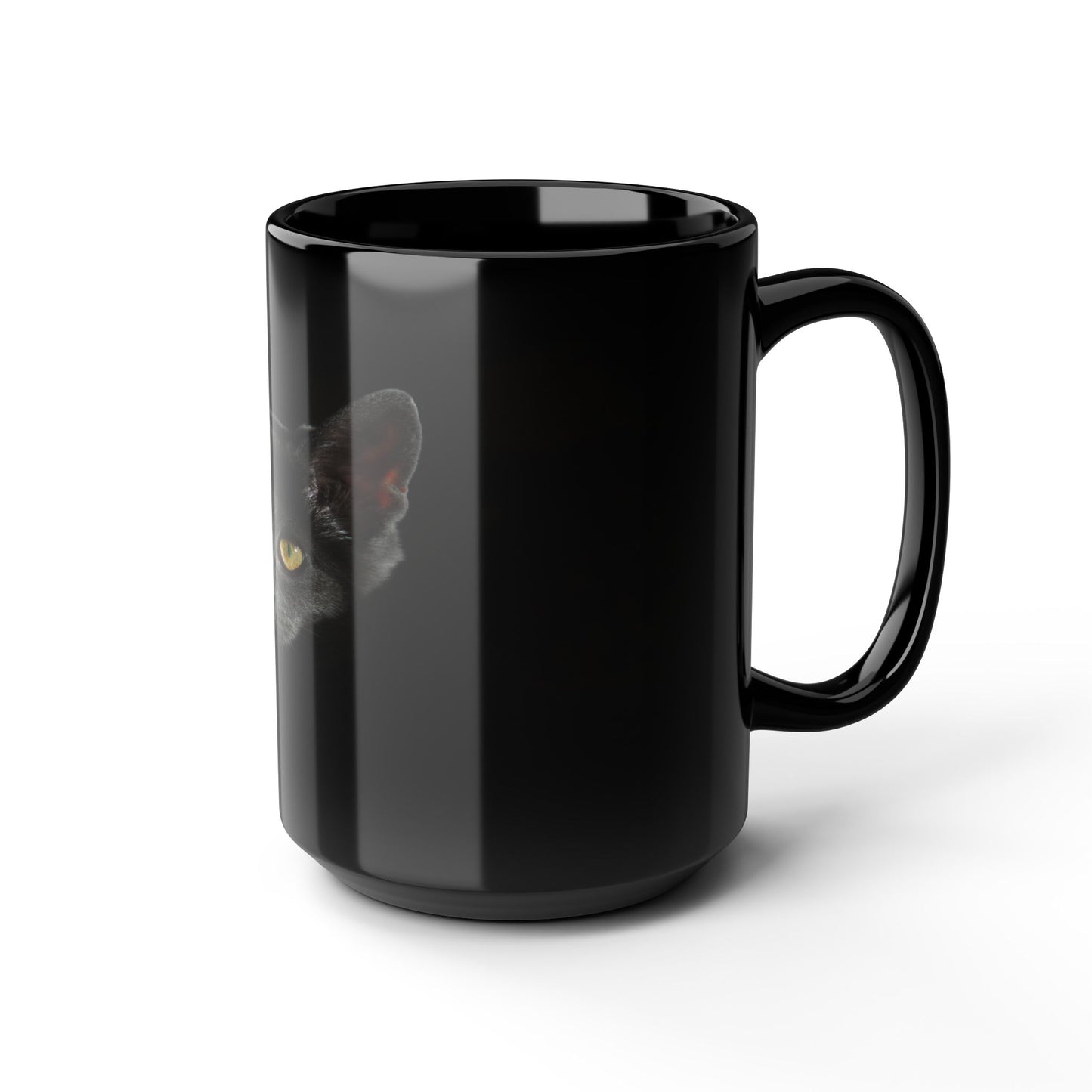 Black Cat Portrait Mug — Gothic Coffee Cup for Cat Lovers (11oz/15oz)