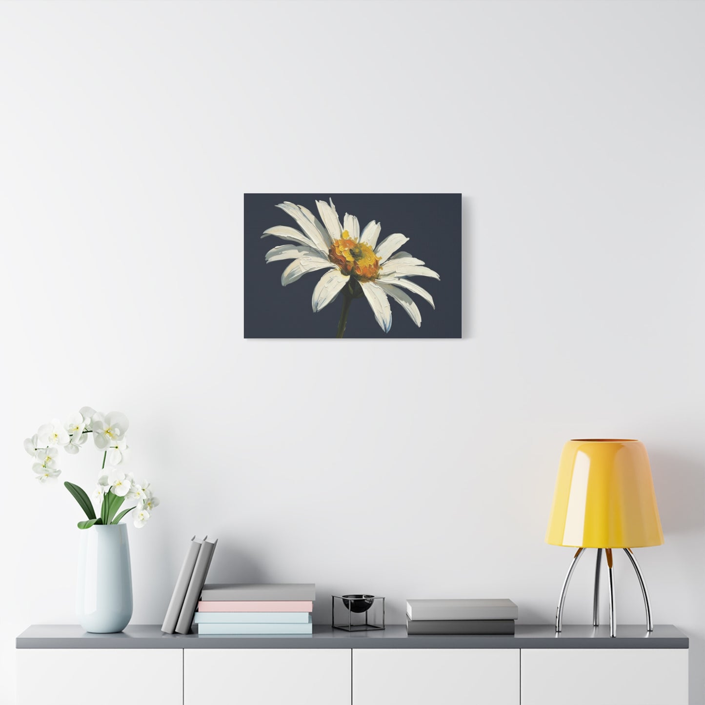 Daisy Oil-Paint Canvas Wall Art — Stretched Matte Floral Print
