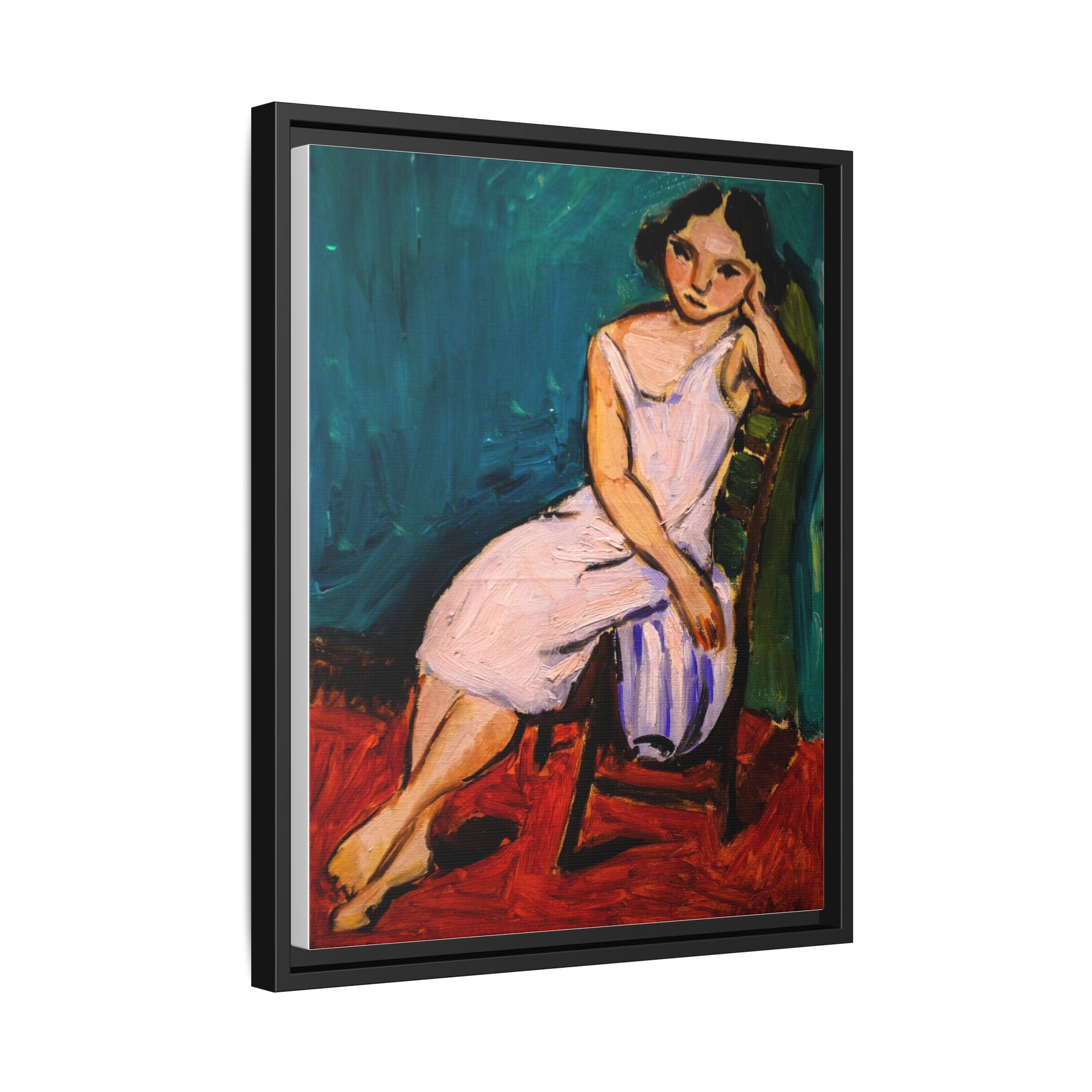 Jeune Fille assise by Henri Matisse Framed Matte Canvas Wall Art