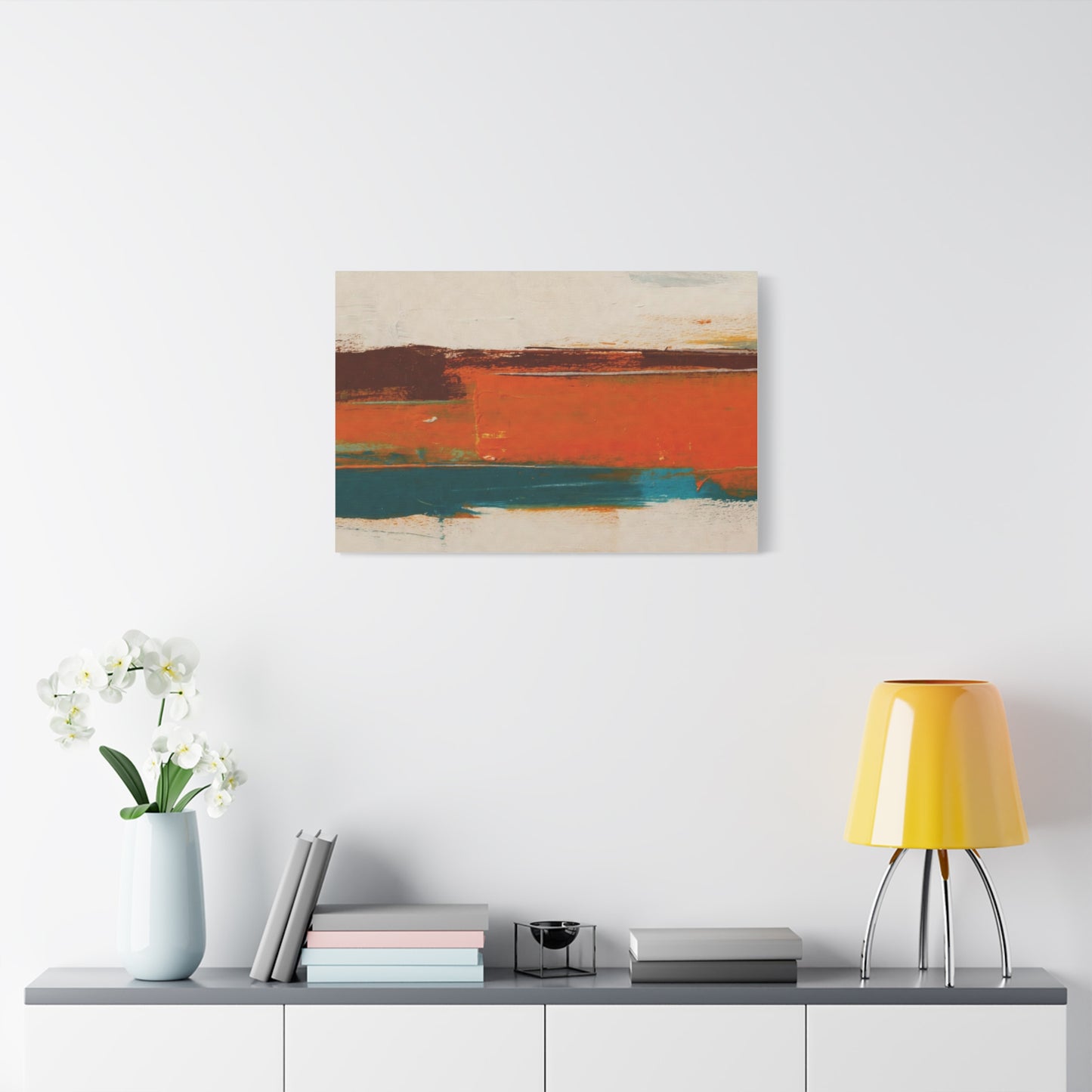 Abstract Orange & Teal Matte Canvas Wall Art — Stretched 1.25"
