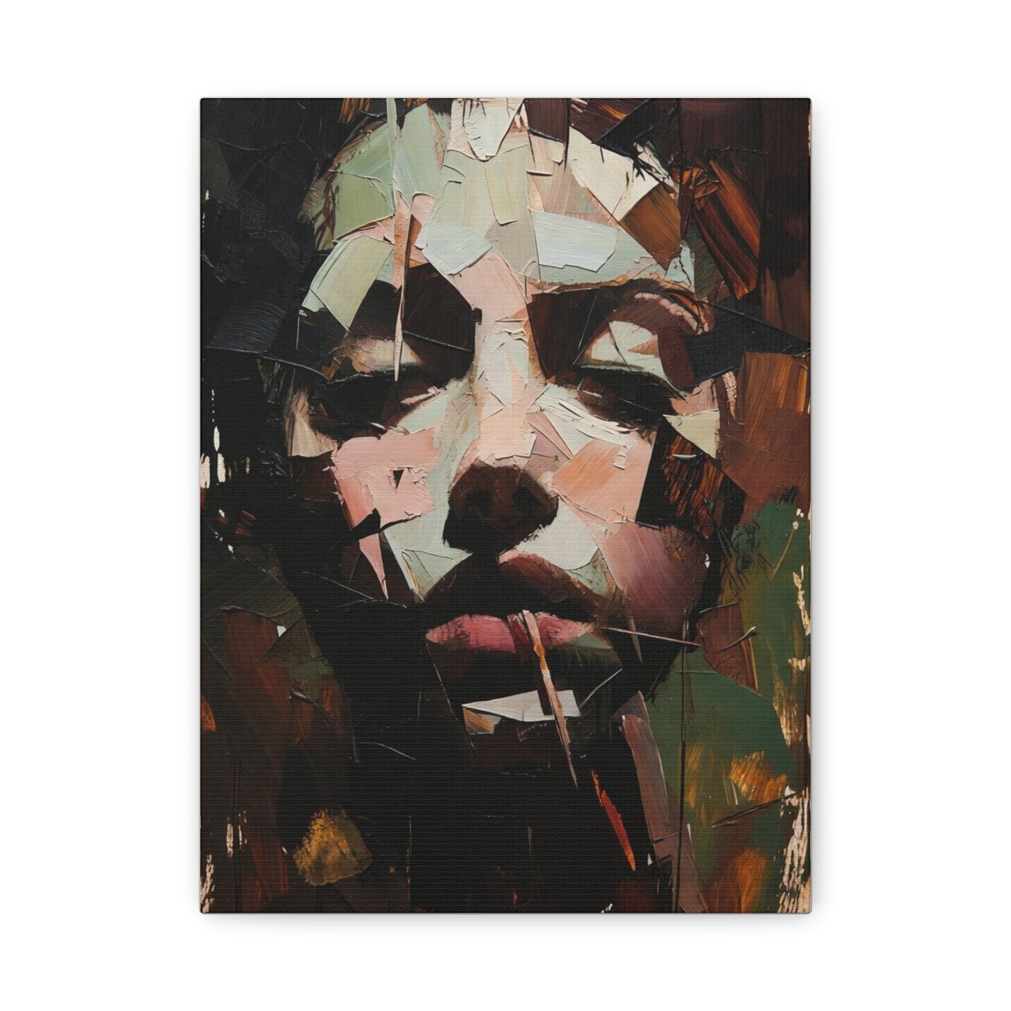 Abstract Portrait Matte Stretched Canvas (1.25") — Contemporary Textured Face Art