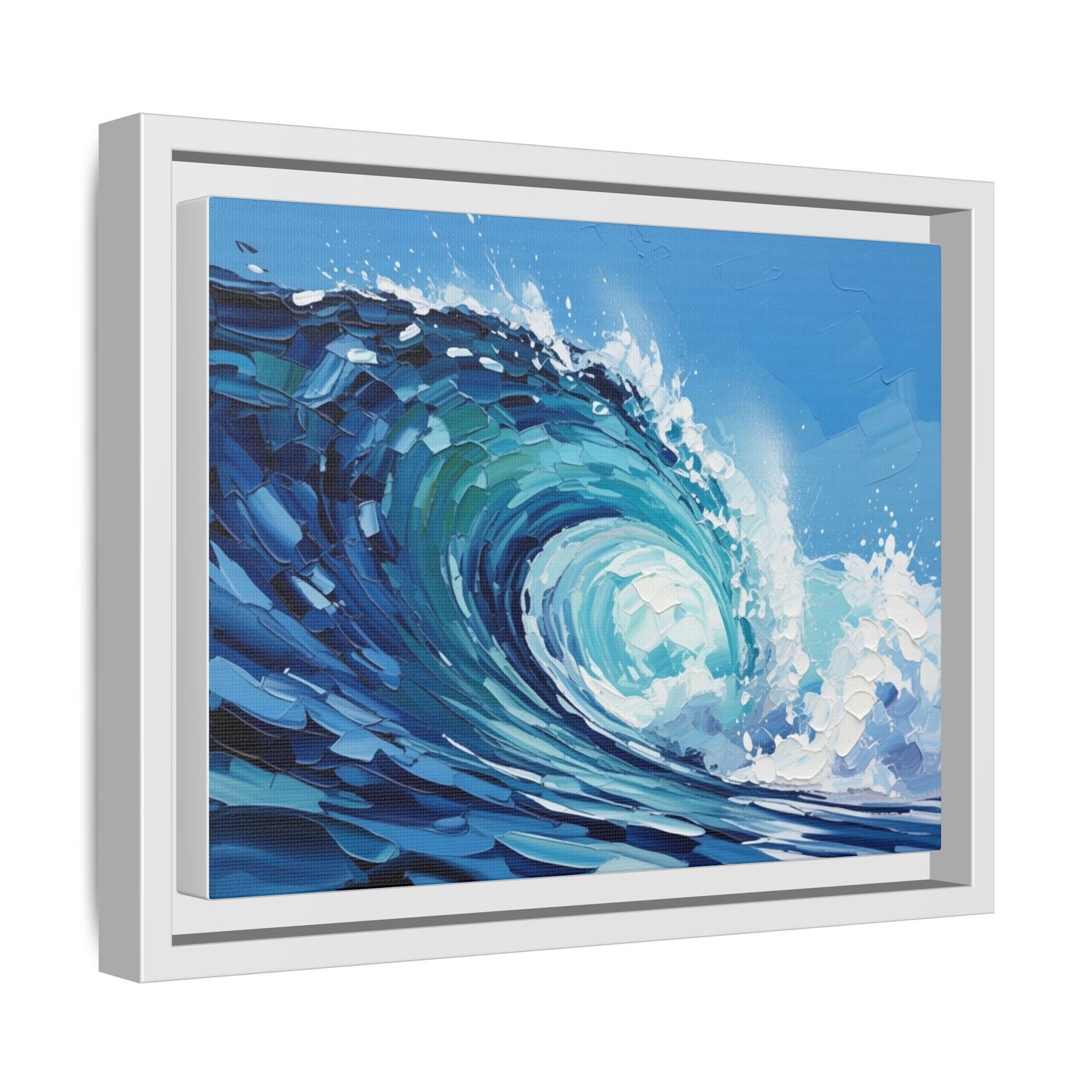 Framed Matte Canvas Wave Art — Blue Ocean Surf Wall Decor