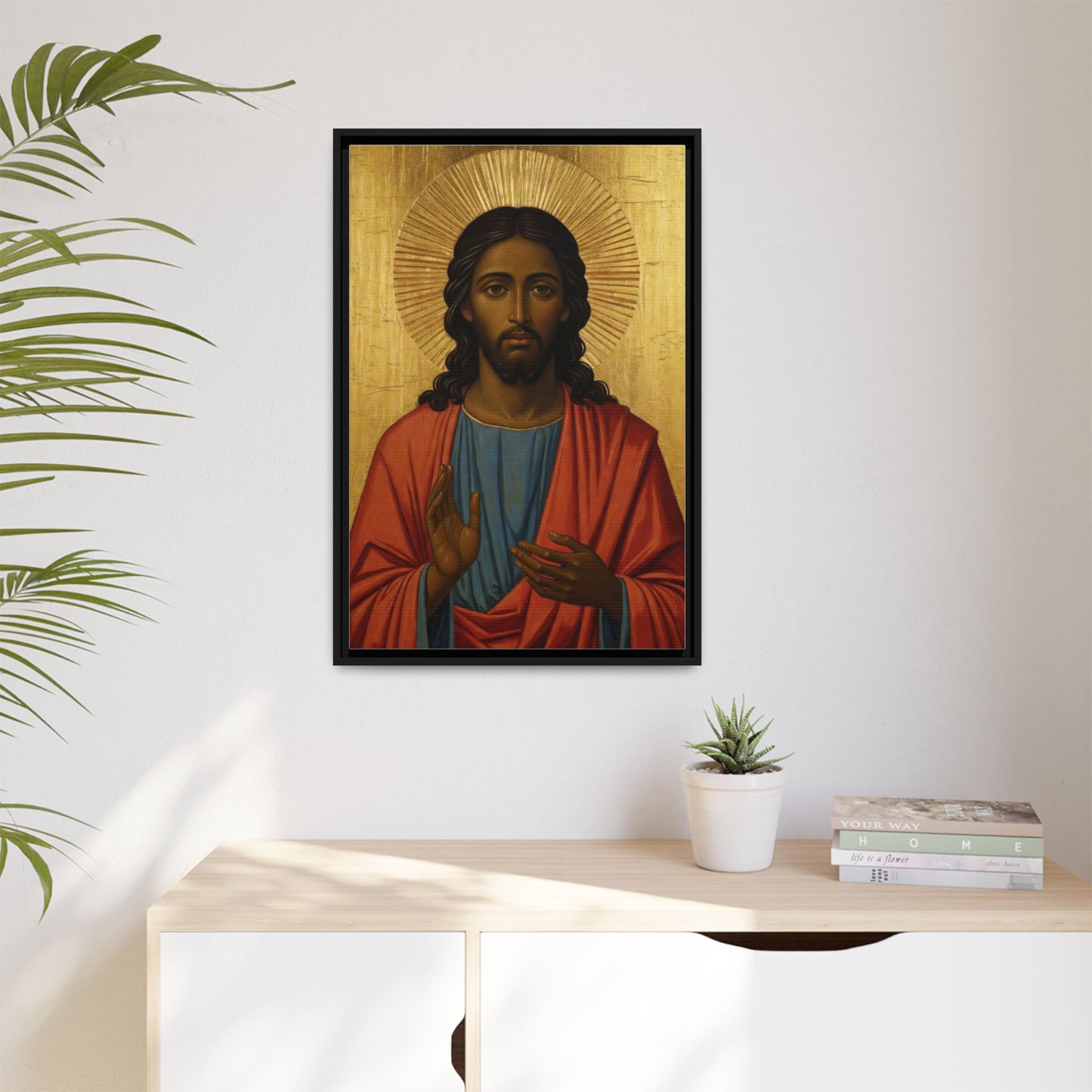 Framed Orthodox Christ Icon Matte Canvas — Religious Wall Art for Home, Church, or Prayer Corner