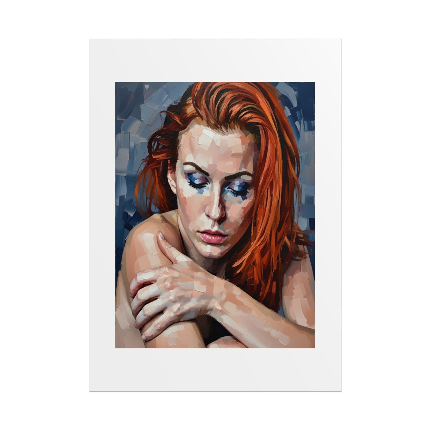 Redheaded Portrait Rolled Poster — Expressive Female Art Print