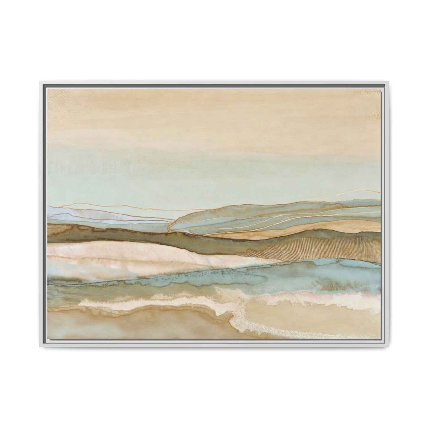 Framed Matte Canvas Coastal Abstract Landscape Wall Art
