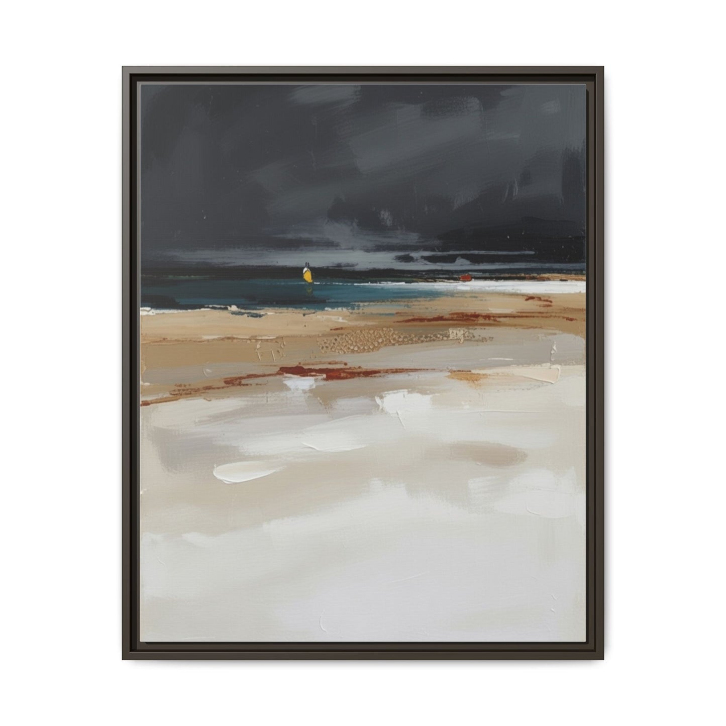 Framed Matte Canvas Beachscape Art Print — Coastal Abstract Wall Decor