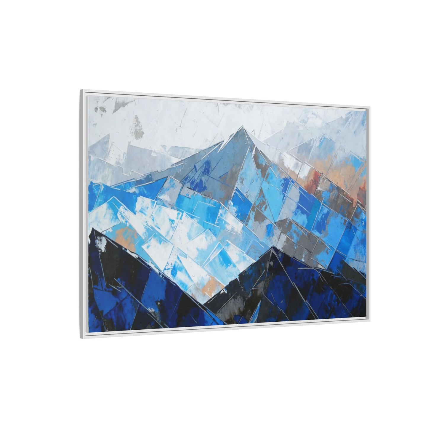 Framed Matte Canvas Blue Mountain Abstract Wall Art