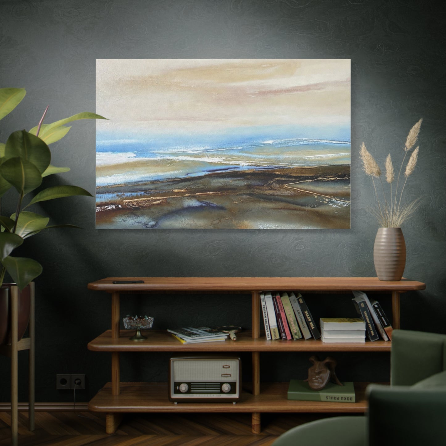 Coastal Abstract Matte Canvas Wall Art — Serene Ocean Horizon Stretch