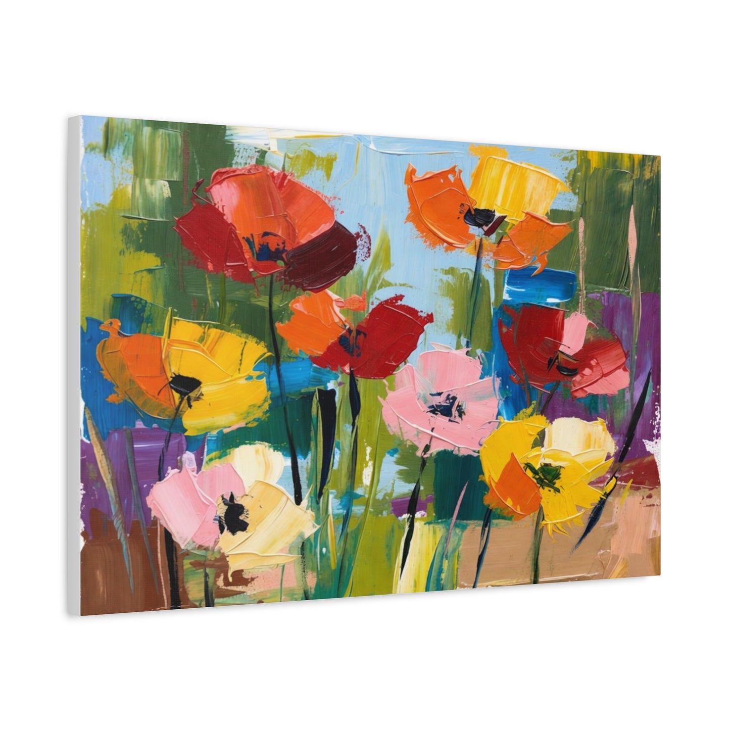 Colorful Abstract Floral Canvas Wall Art — Matte Stretched 1.25"