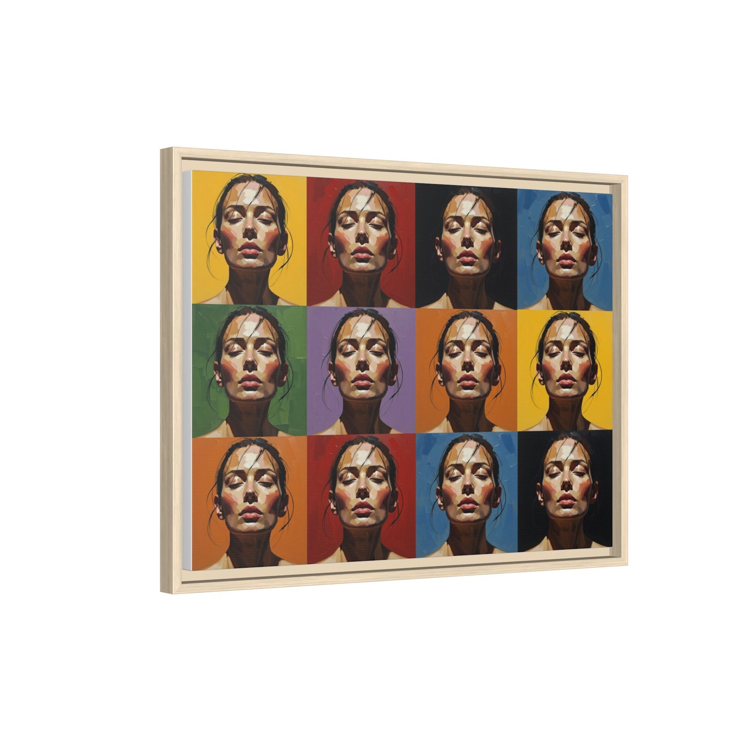 Pop Art Portrait Matte Canvas Print — Framed Multi-Color Grid