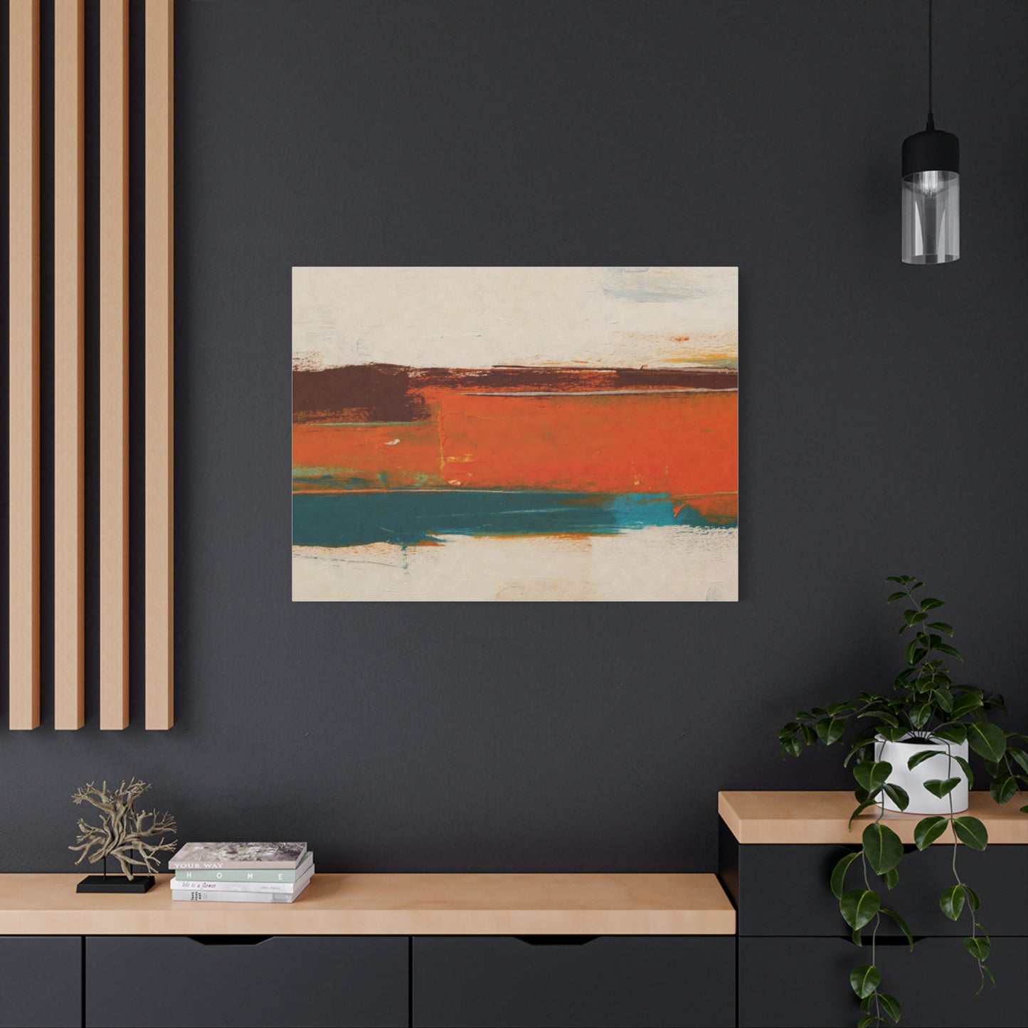 Abstract Orange & Teal Matte Canvas Wall Art — Stretched 1.25"