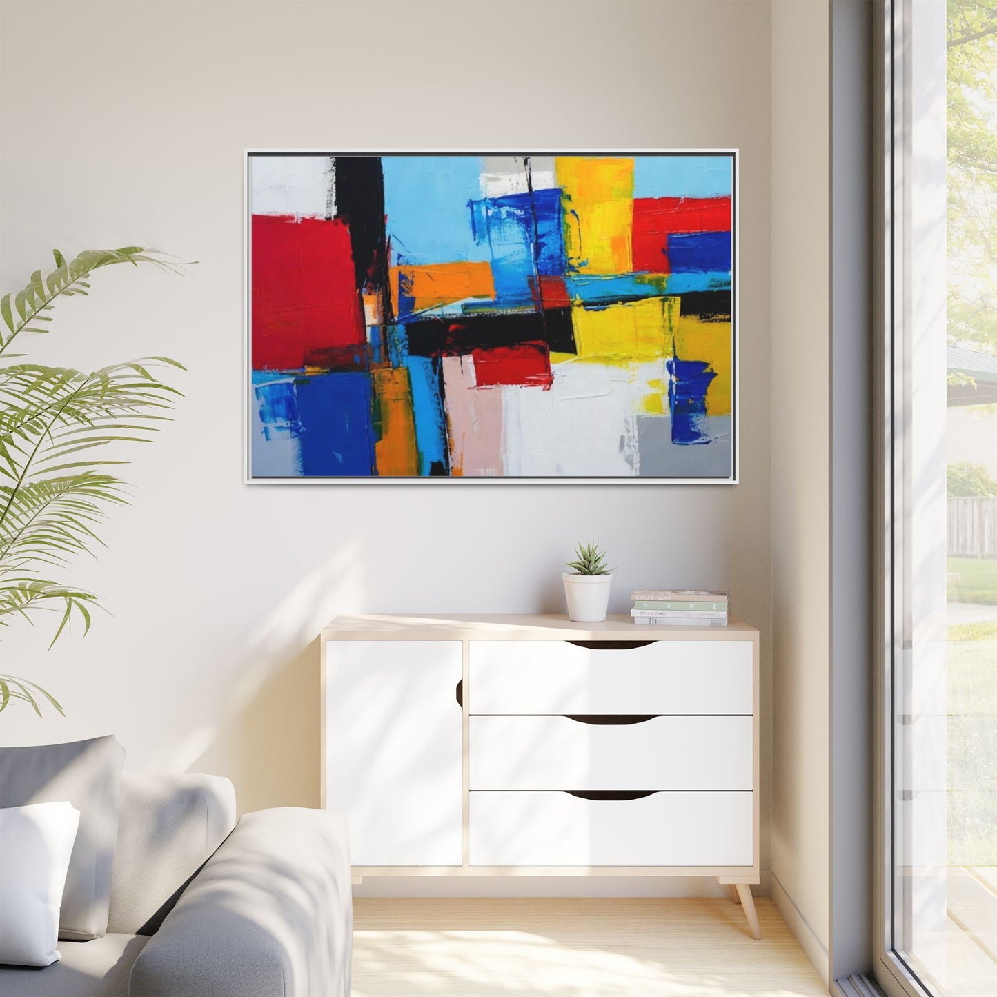 Abstract Color Block Matte Canvas Framed Wall Art